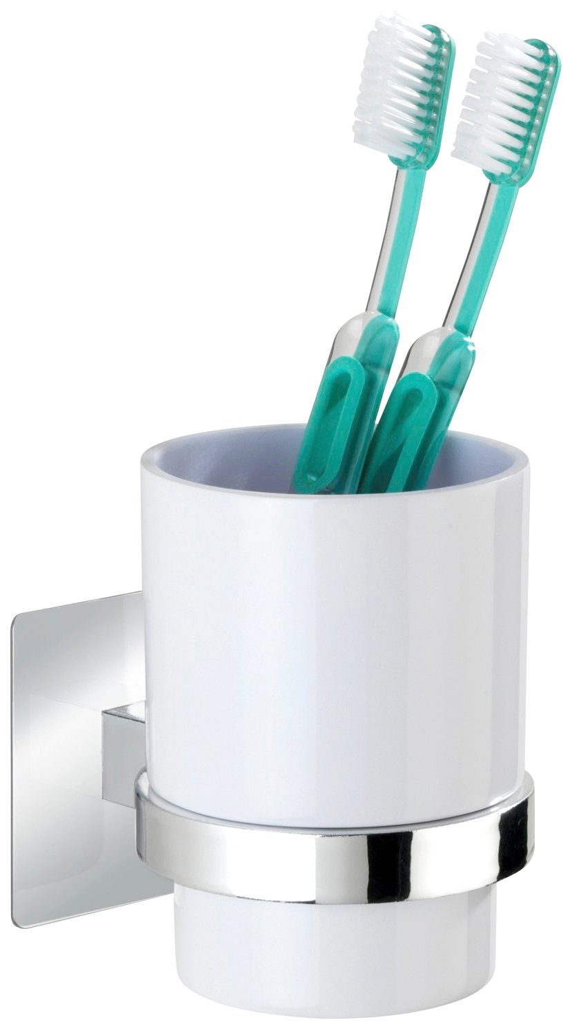 WENKO Zahnputzbecher Quadro, (1-St), Montage ohne Schrauben und Bohren günstig online kaufen