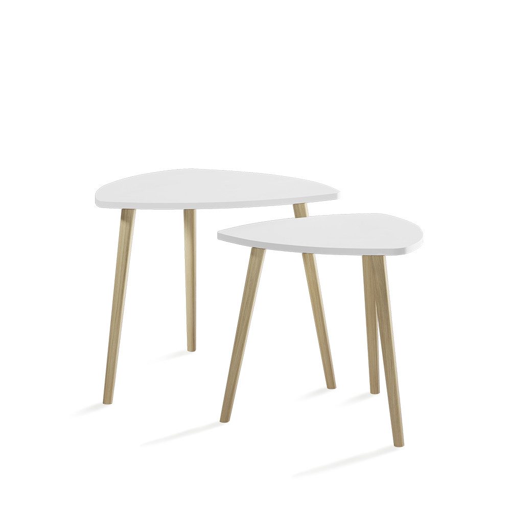 Vicco Couchtisch Twino, Weiß/Sonoma, 48 x 45 cm 2er Set (1-St)