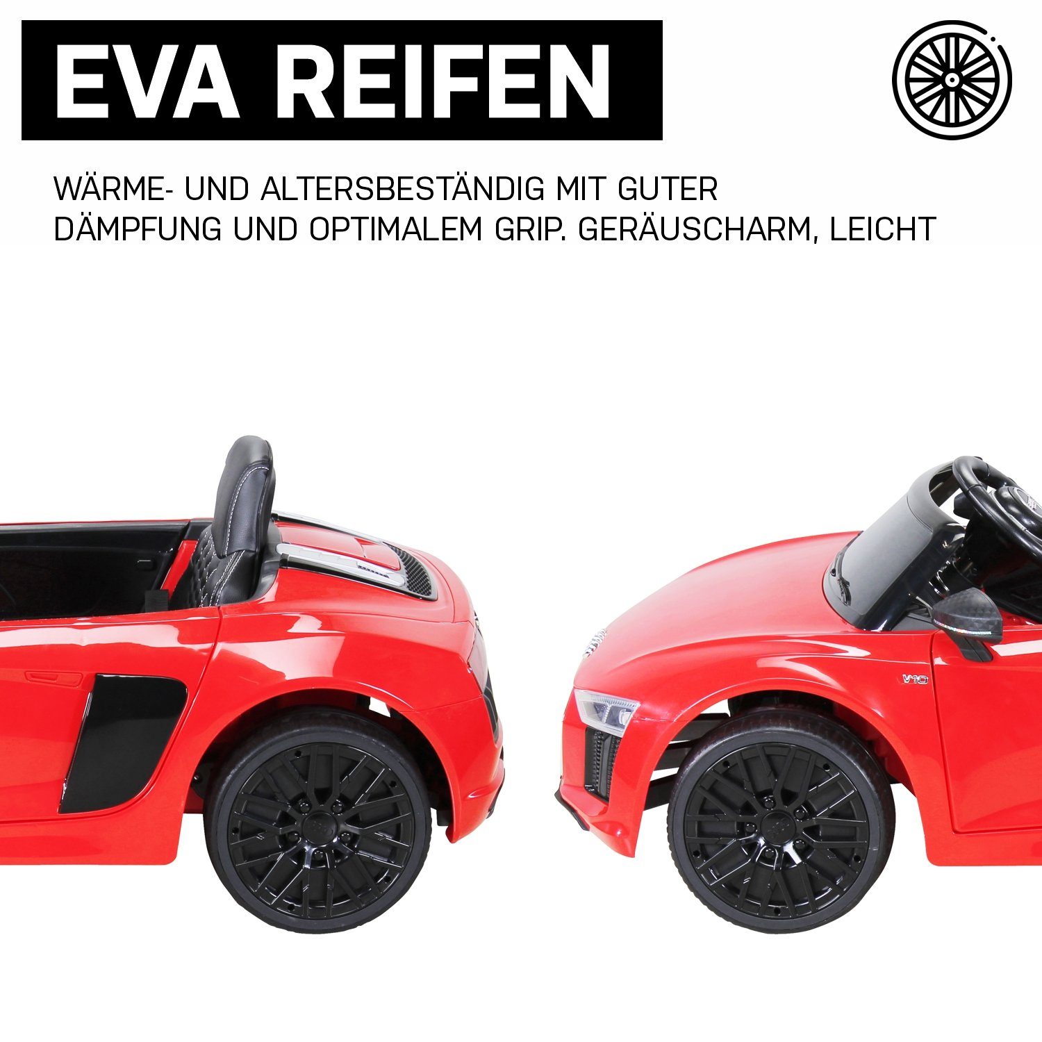 Eva Räder Kinderauto Kinderfahrzeug Kinder Elektroauto Rot Neu Audi R8 Spyder 
