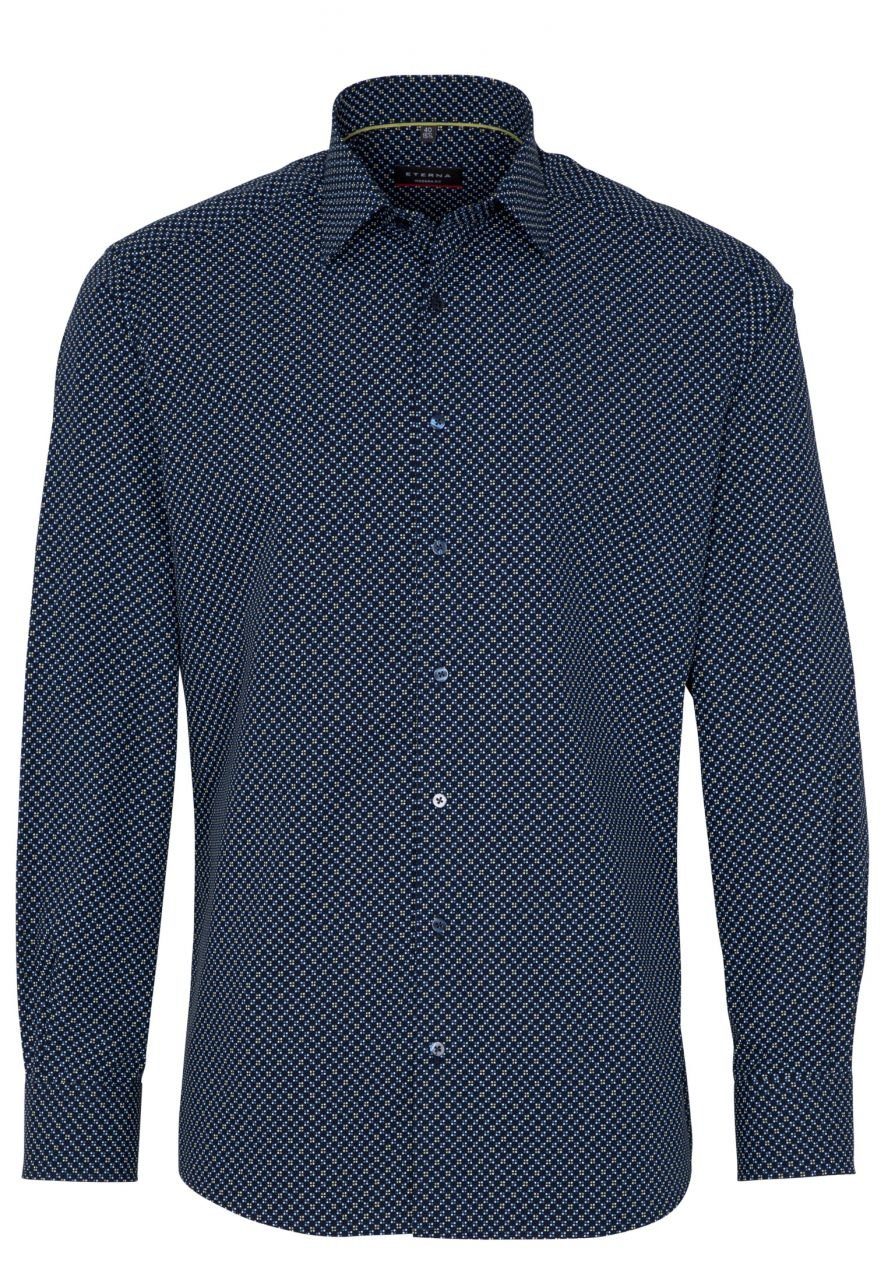 Eterna Klassische Bluse ETERNA MODERN FIT Langarm Hemd blau gepunktet 3708-19-X18P