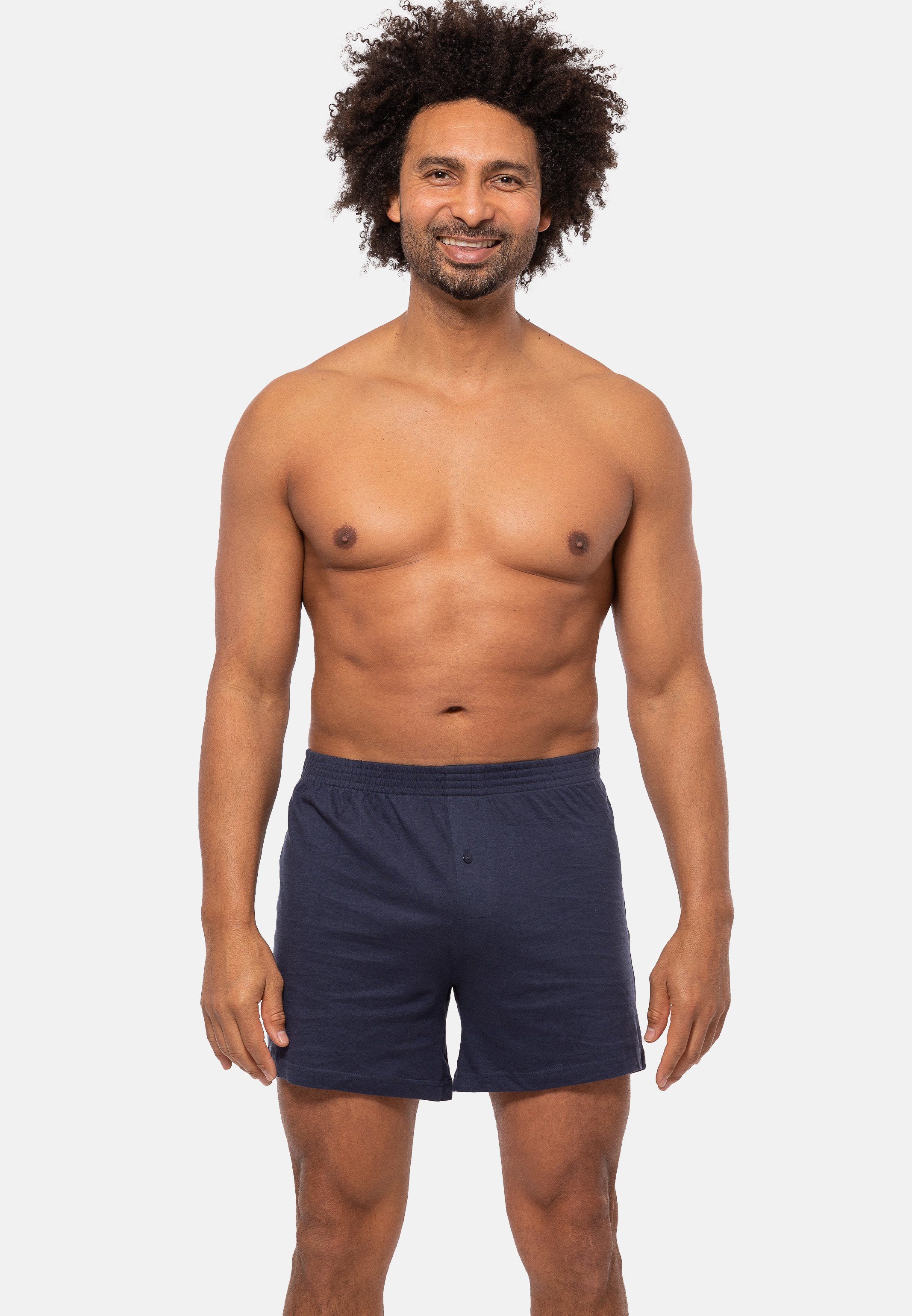 Baumwolle / Almonu Mit Cotton Organic - Schwarz Atmungsaktiv Pack (Spar-Set, Boxershorts 6er Navy - - 6-St) Eingriff Boxershorts