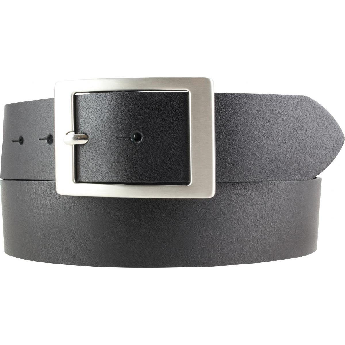 BELTINGER Ledergürtel Herren-Gürtel aus 100% echtem Leder mit Doppel-Schnalle 4 cm - Jeans-G Schwarz, Silber