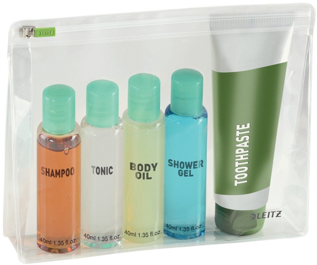 LEITZ Prospekthülle Reise-Zip-Beutel M mit Boden transparent VE=2 Stück