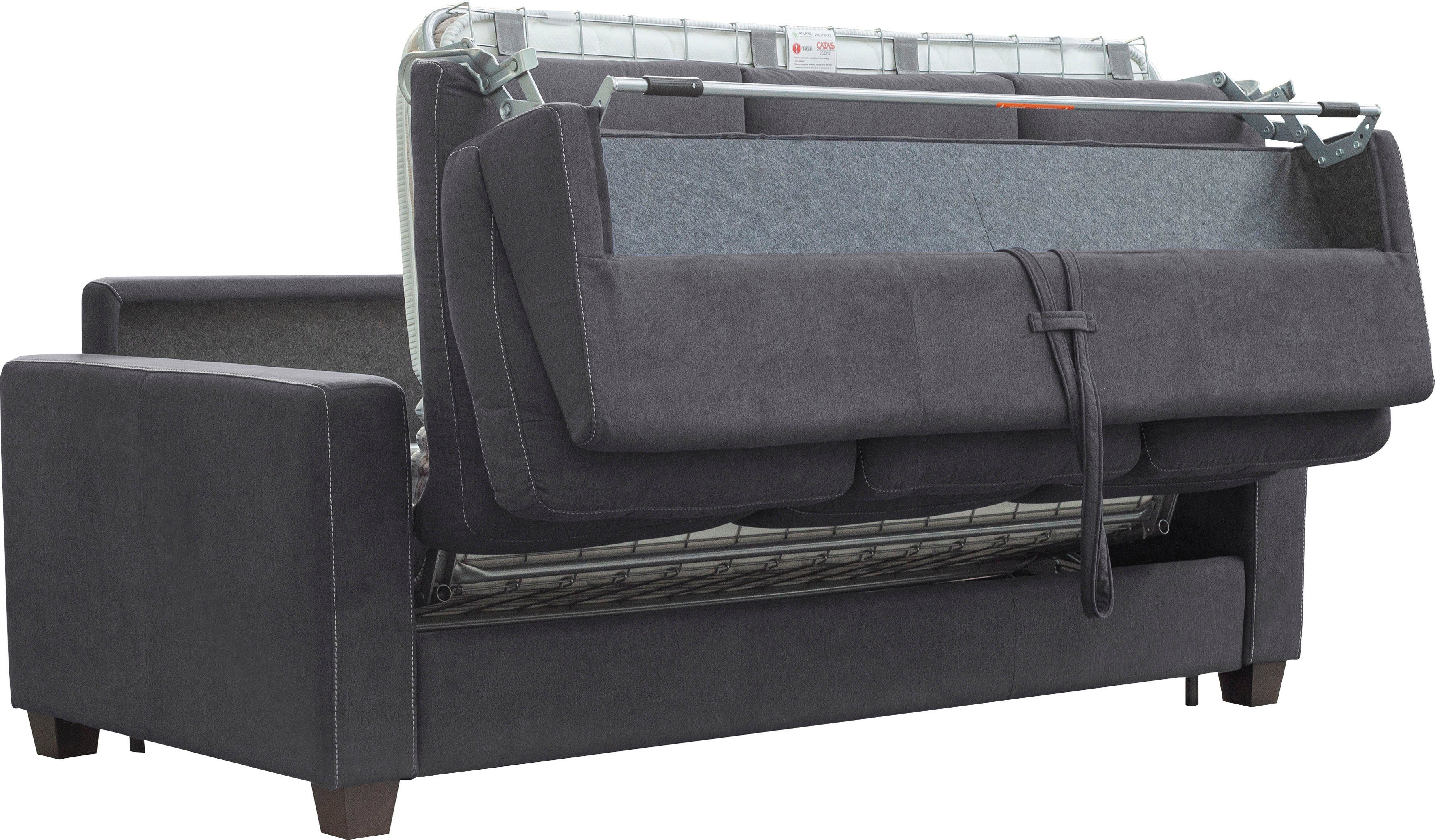 inkl. Schlafsofa Metallgestell, klappbaren Matratze 150/208 schwarz Italia cm Prato, Liegefläche und Nias