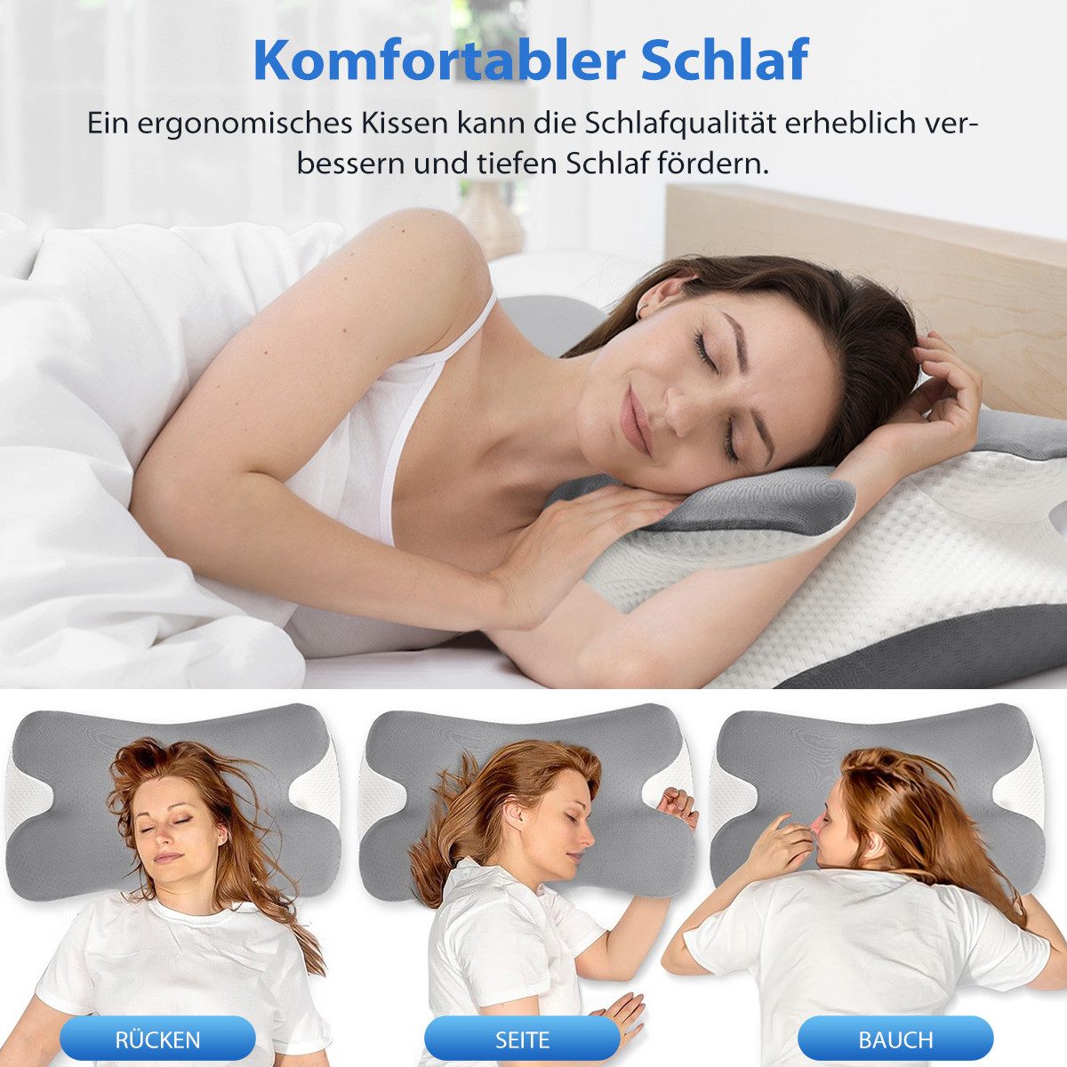 Simloveve Nackenstützkissen Seitenschläferkissen,Orthopädisches Kissen, Fül günstig online kaufen