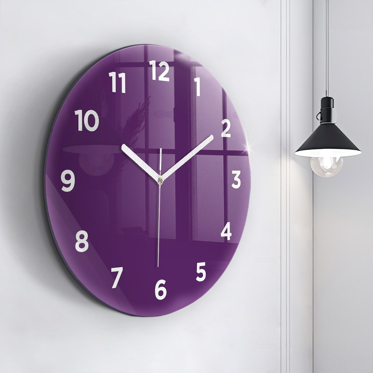 Tulup Wanduhr Modernistische Runde Glasuhr 60cm Uhr aus Gehärtetem Glas