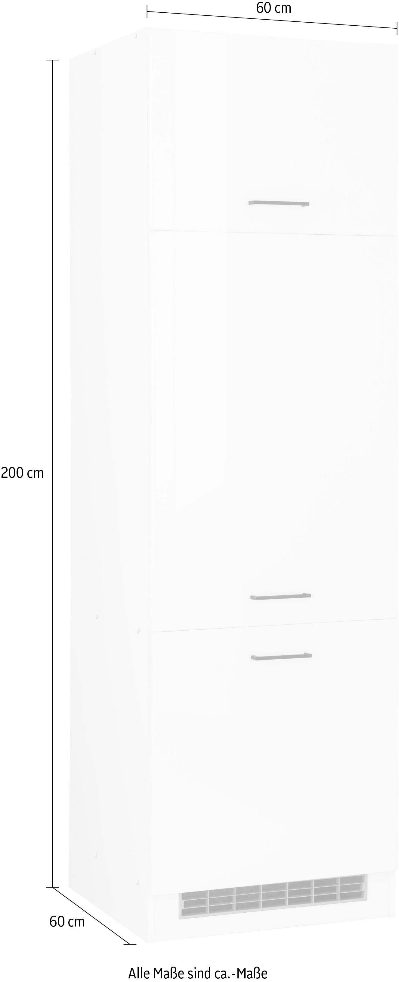 HELD MÖBEL Kühlumbauschrank Trier Breite Hochglanz/weiß cm 60 weiß