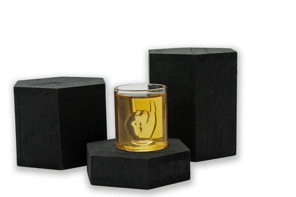 Winkee Rocks Schnapsglas Rock Hand Shot Gläser 4er Set, 4-tlg., Glas, ca. Ø 4,8 x 5,5 cm, für 50 ml