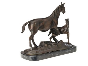 Aubaho Skulptur Bronze Pferd mit Fohlen Reiten 26cm Bronzefigur Bronzeskulptur antik S