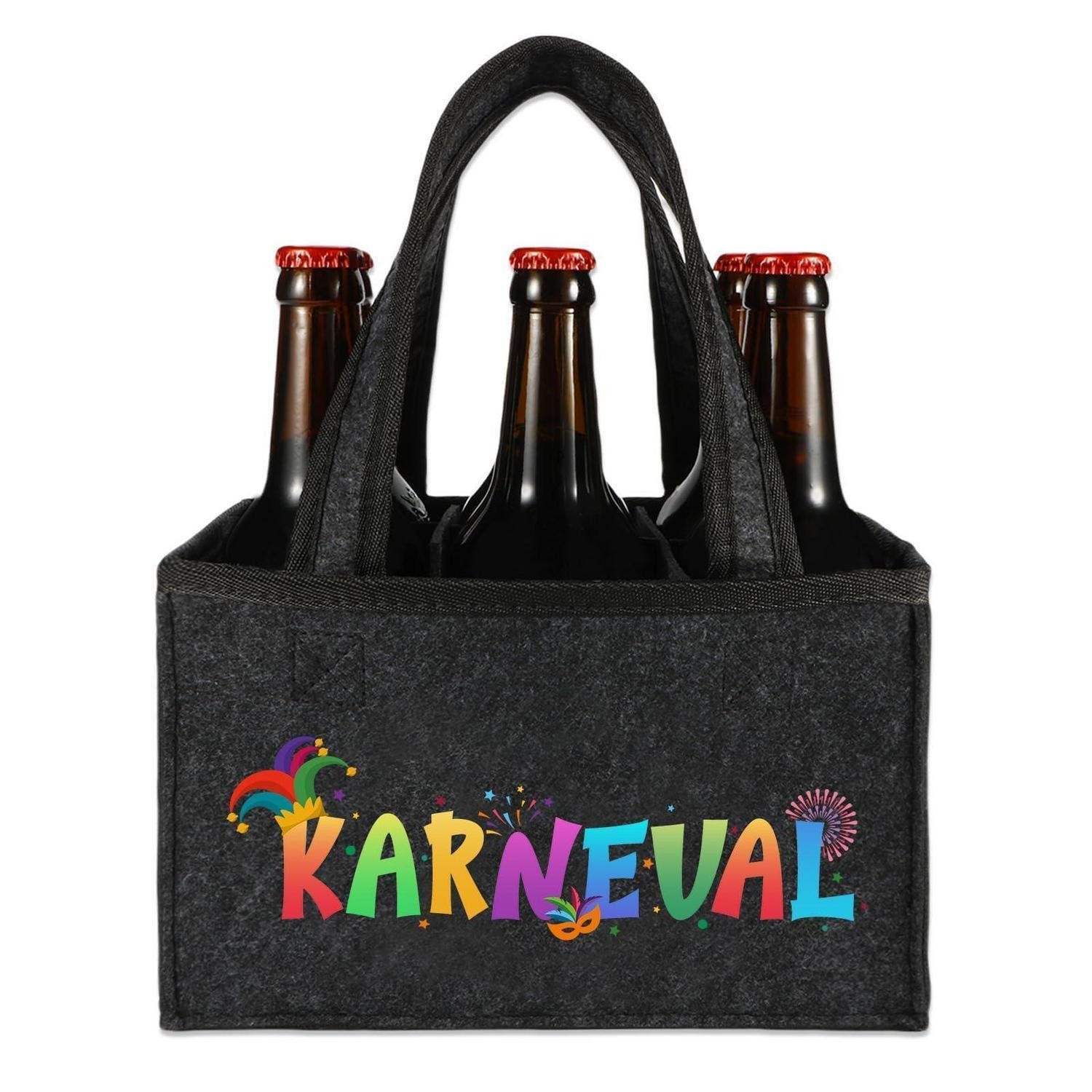 LuxusKollektion Flaschenträger Männerhandtasche Bier Karneval Filz 6 Flaschen (6-St)