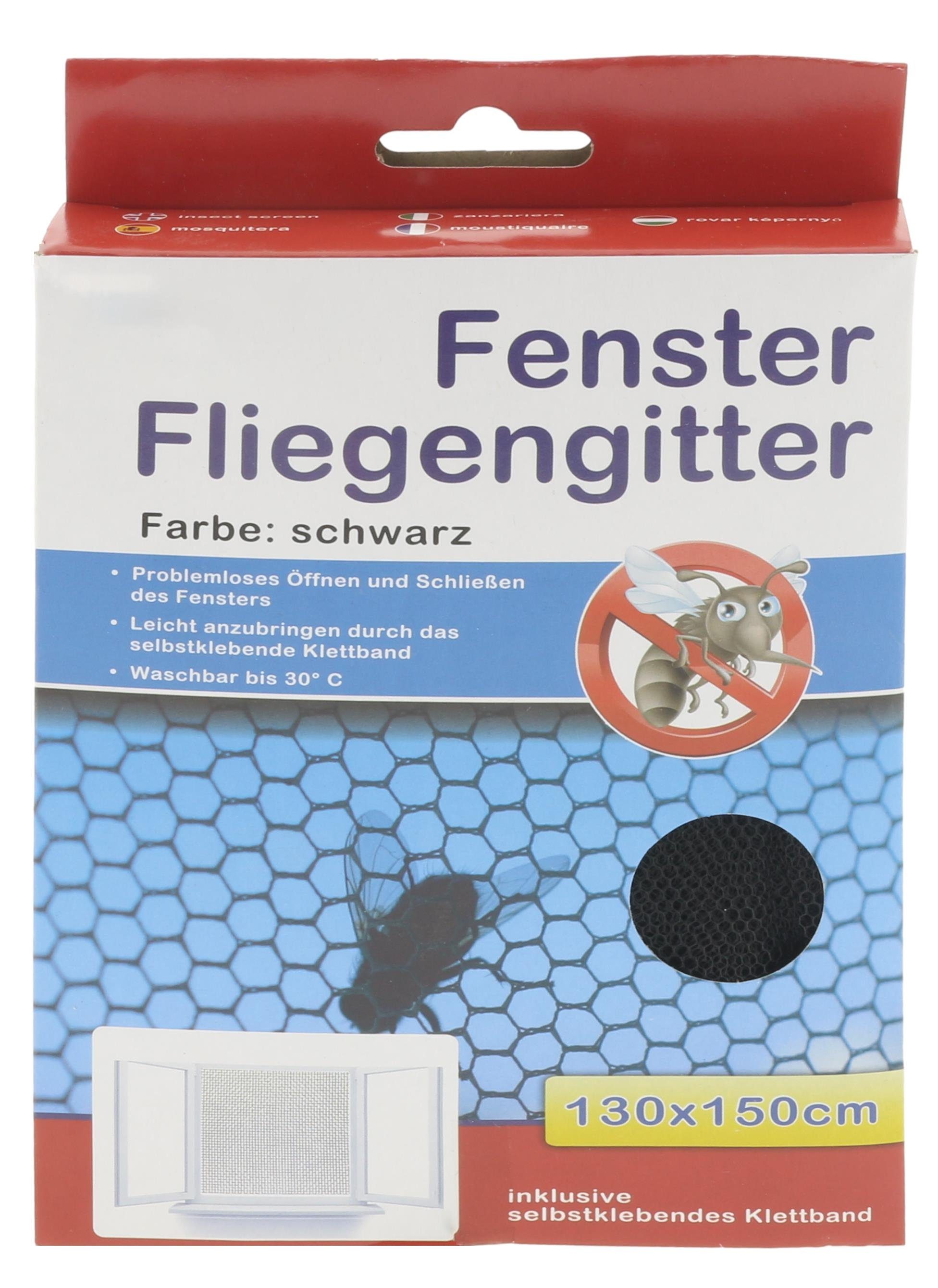 Fliegengitter-Gewebe Insektennetz 130x150cm mit Klettband schwarz günstig online kaufen