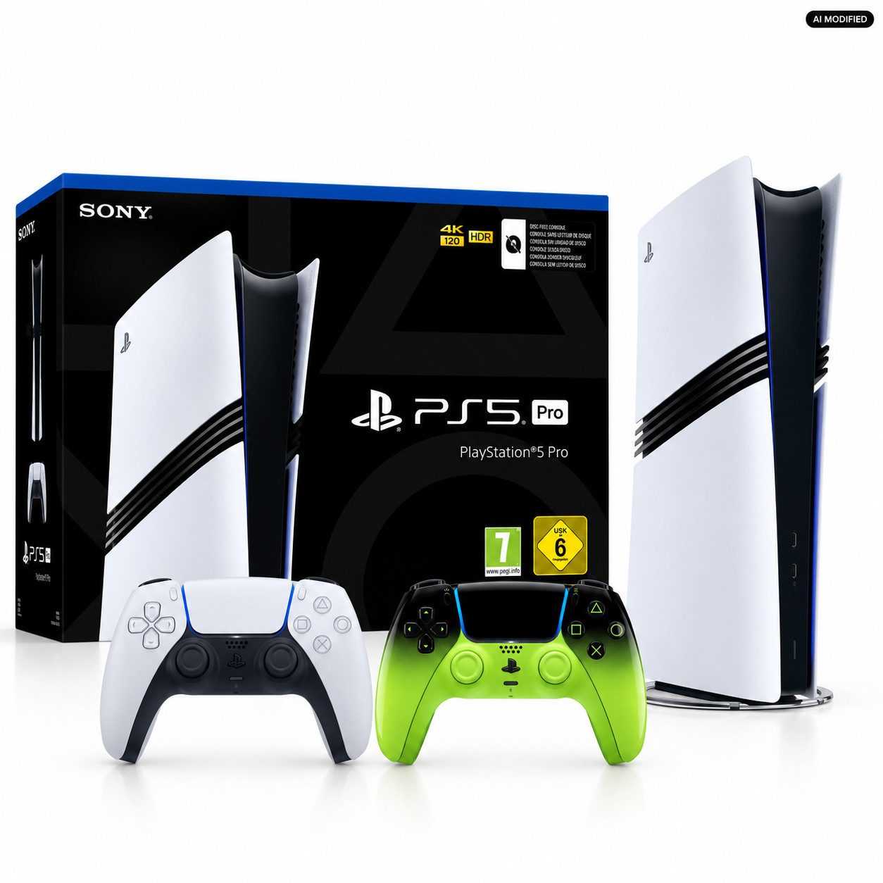 Playstation Sony PlayStation 5 Pro 2 TB mit DualSense Remix Green Duo Bundle 2TB (Duo Bundle, PS5 Pro 2 TB mit 2 DualSense Controllern Weiß und Remix Green), PS5 Pro 2 TB mit zwei DualSense Controllern inklusive Remix Green