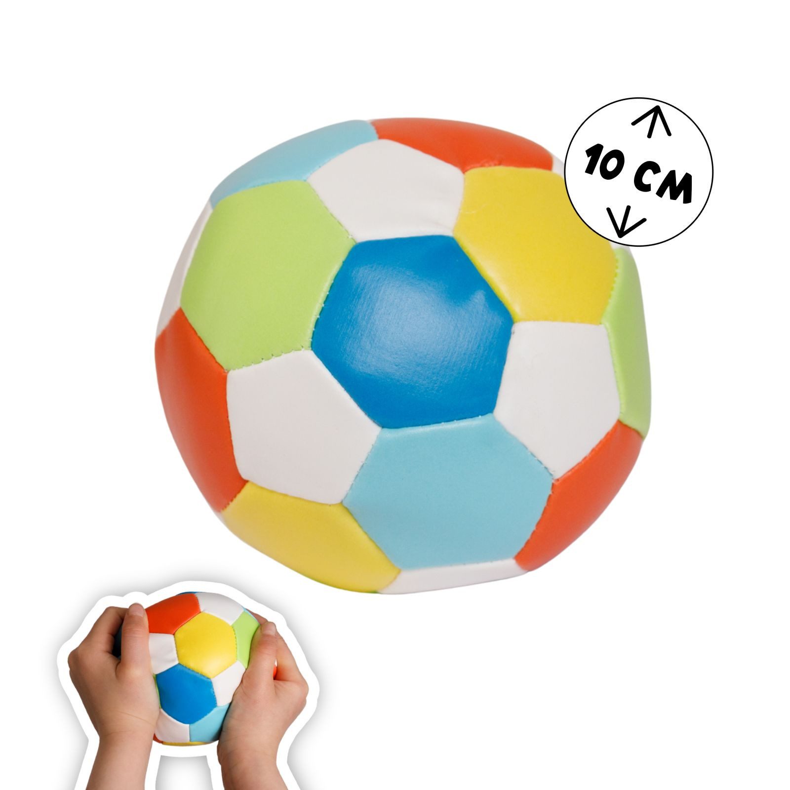 alldoro Softball klein, 10 cm im bunten Fußball-Design für Kinder ab 0 Jahren, Kinderball, extra weich und leicht, Ballspiele für drinnen & draußen