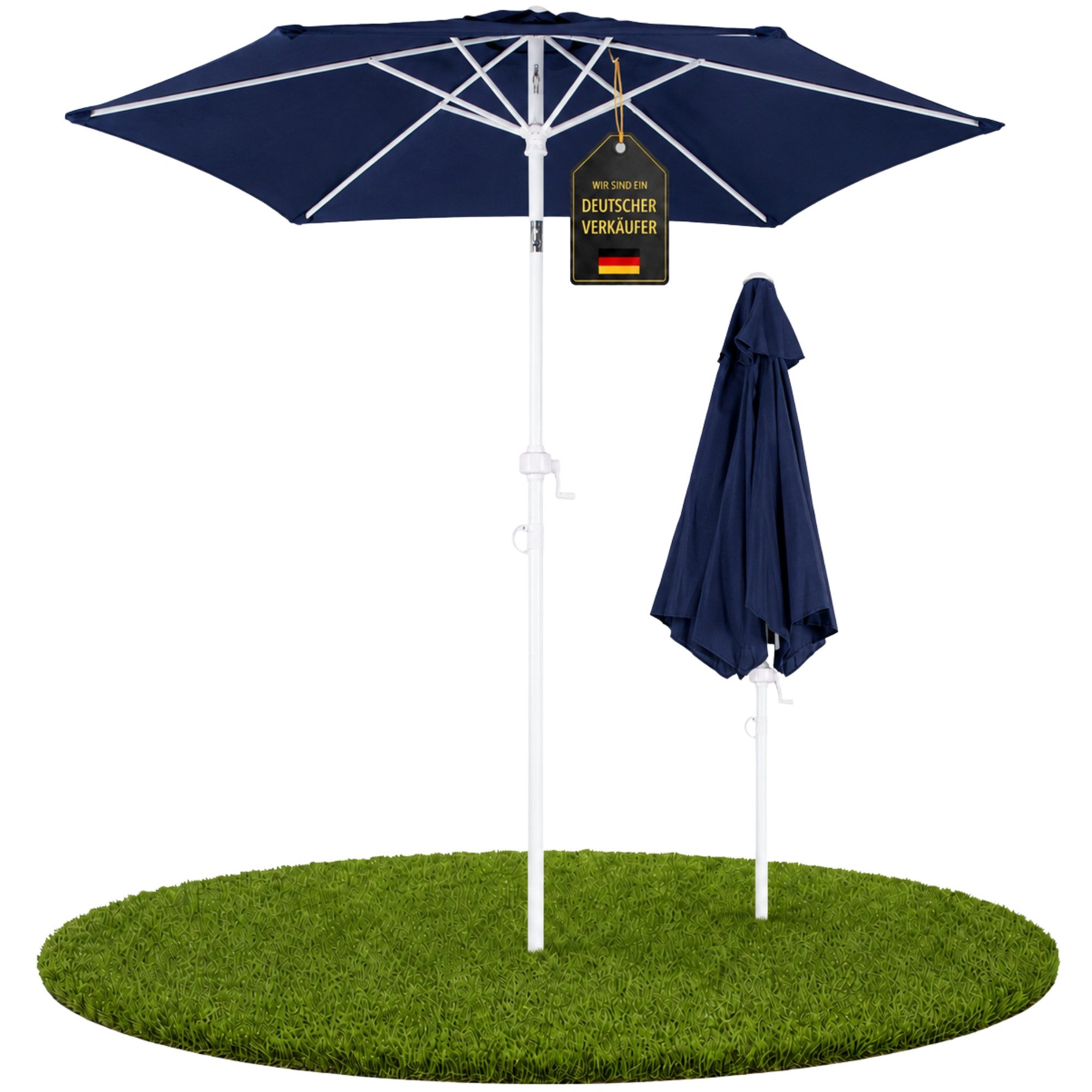 ONDIS24 Marktschirm 1,8 Meter Sonnenschutz Sonnenschirm, Knick-Gelenk, UV 50, 32 mm Rohr, 100% aus Polyester (160g/m)