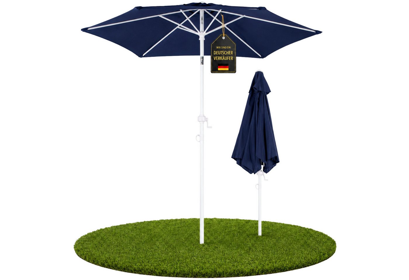 ONDIS24 Marktschirm 1,8 Meter Sonnenschutz Sonnenschirm, Knick-Gelenk, UV 50, 32 mm Rohr, 100% aus Polyester (160g/m)