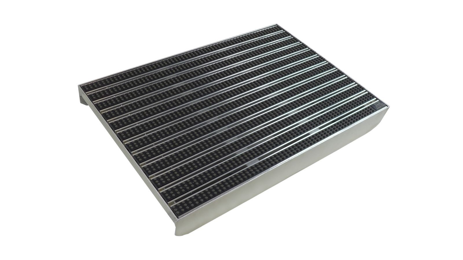 Emco Fußmatte Eingangsmatte DIPLOMAT + Bodenwanne Aluminium, Bürsten Grau, rechteckig, Höhe: 75 mm, Größe: 600x400 mm, für Innen- und Außenbereich
