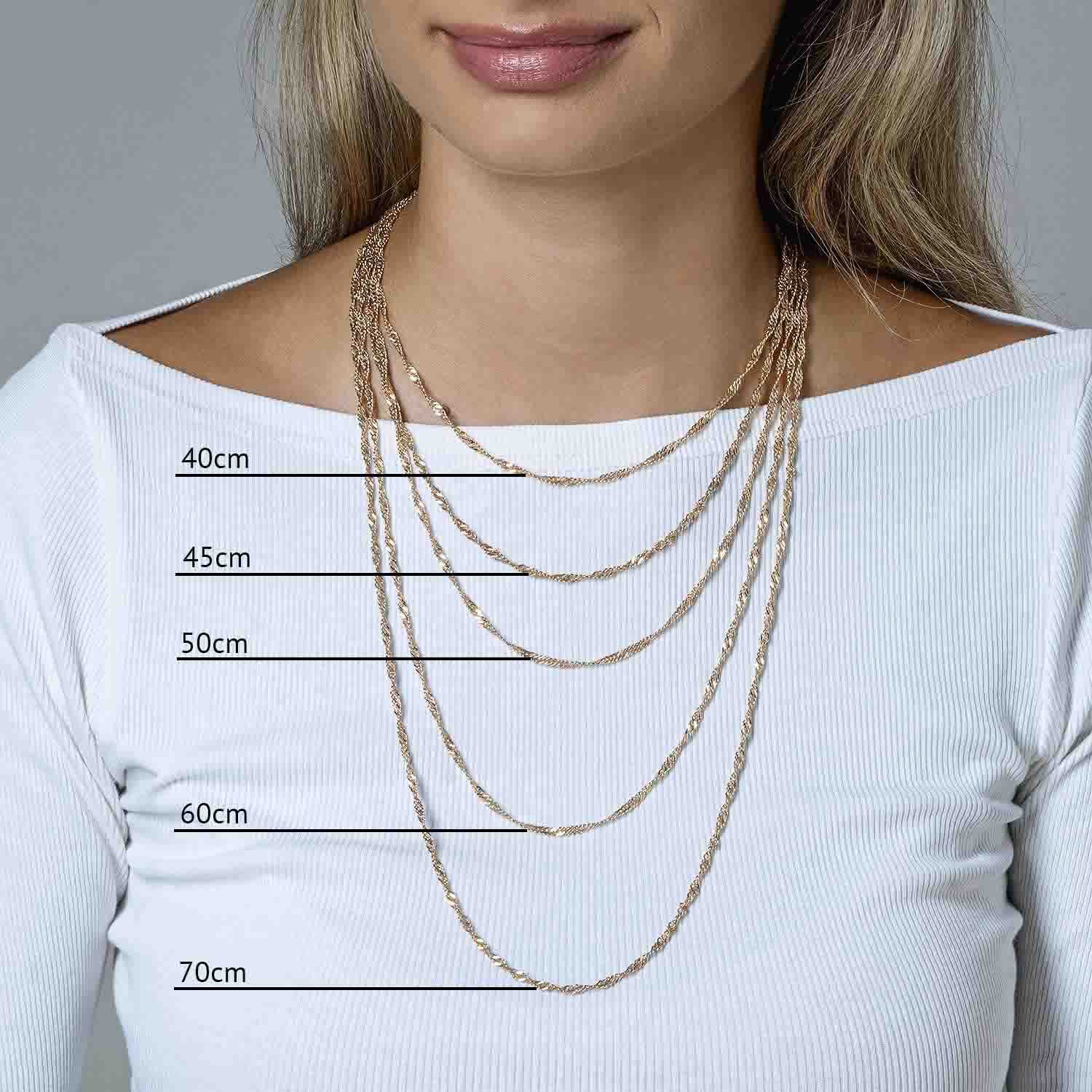 Materia Silberkette Rosegold Singapurkette für Damen glänzend K11, 925 Sterling Silber