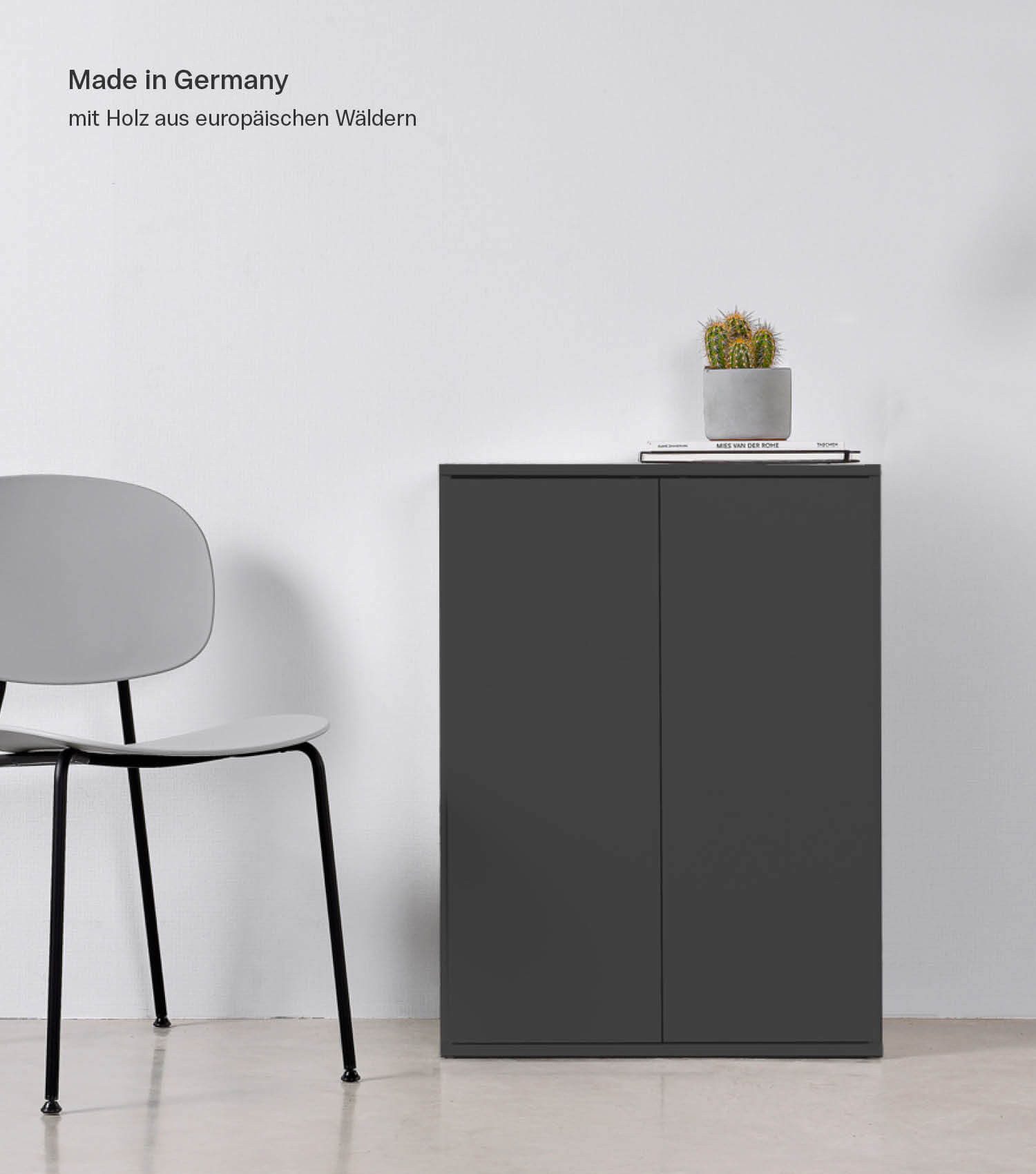 mokebo Mehrzweckschrank Der Kurze (60x81 cm, mit Einlegeboden) Made in Germany, Aktenschrank, Schuhschrank, Aufbewahrung in Anthrazit
