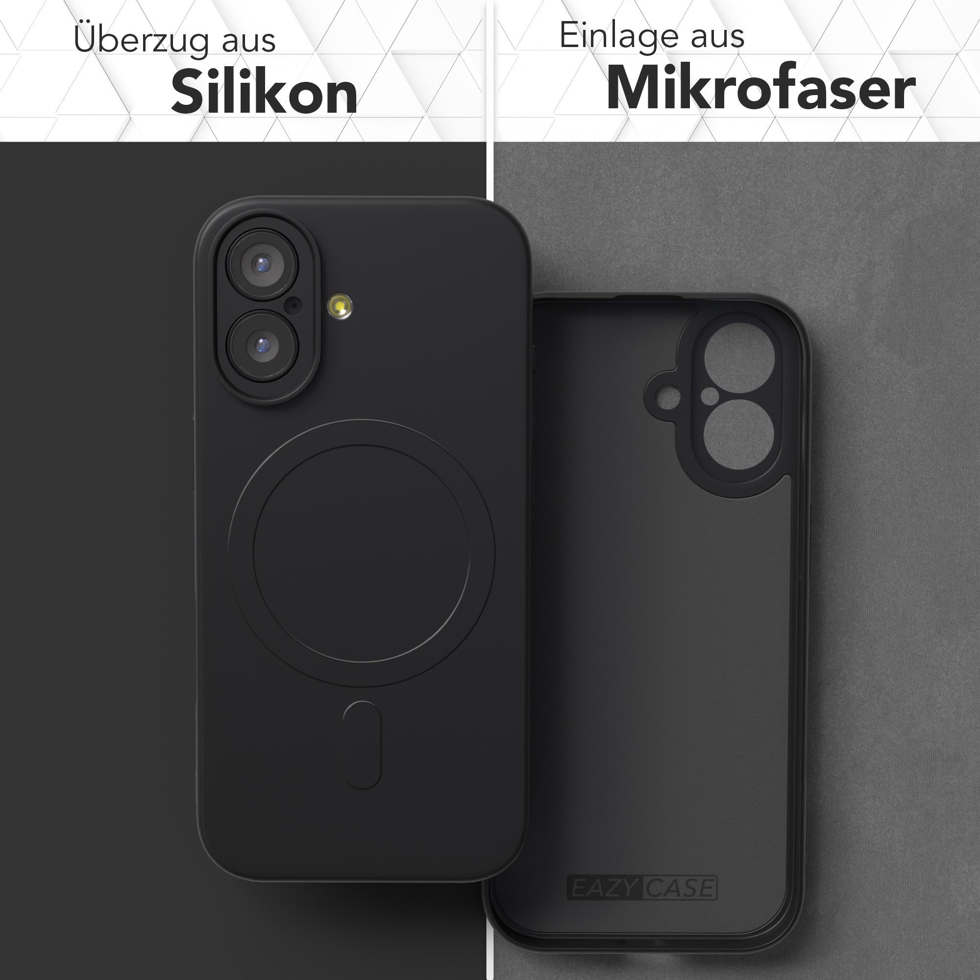 EAZY CASE Handyhülle für Apple iPhone 17 Hülle Silikon 6,3 Zoll, Schutzhülle mit MagSafe kratzfest Back Cover Kameraschutz Schwarz
