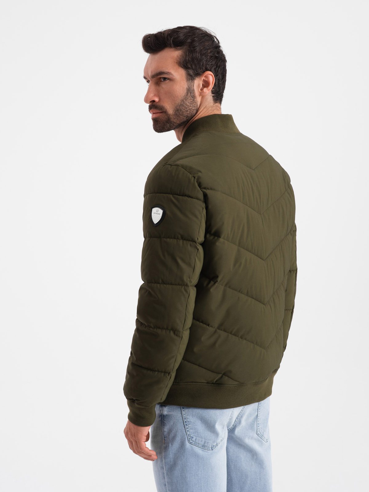 OMBRE Bomberjacke Gesteppte Herren-Bomberjacke mit Metallreißverschlüssen