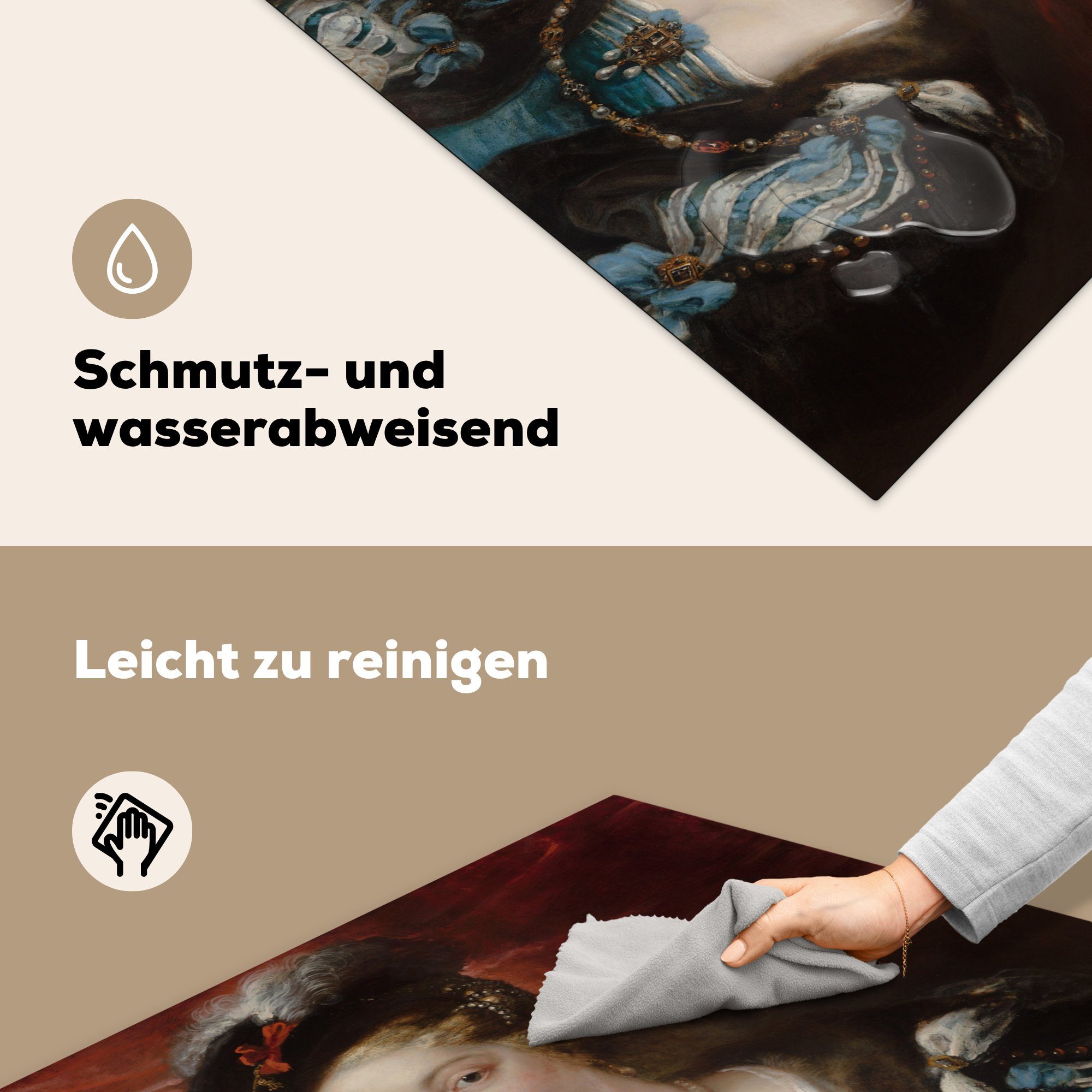 Paul Gemälde von tlg), Herdblende-/Abdeckplatte für Arbeitsplatte cm, Rubens, 78x78 Porträt küche (1 - Frau Peter einer Vinyl, MuchoWow Ceranfeldabdeckung,