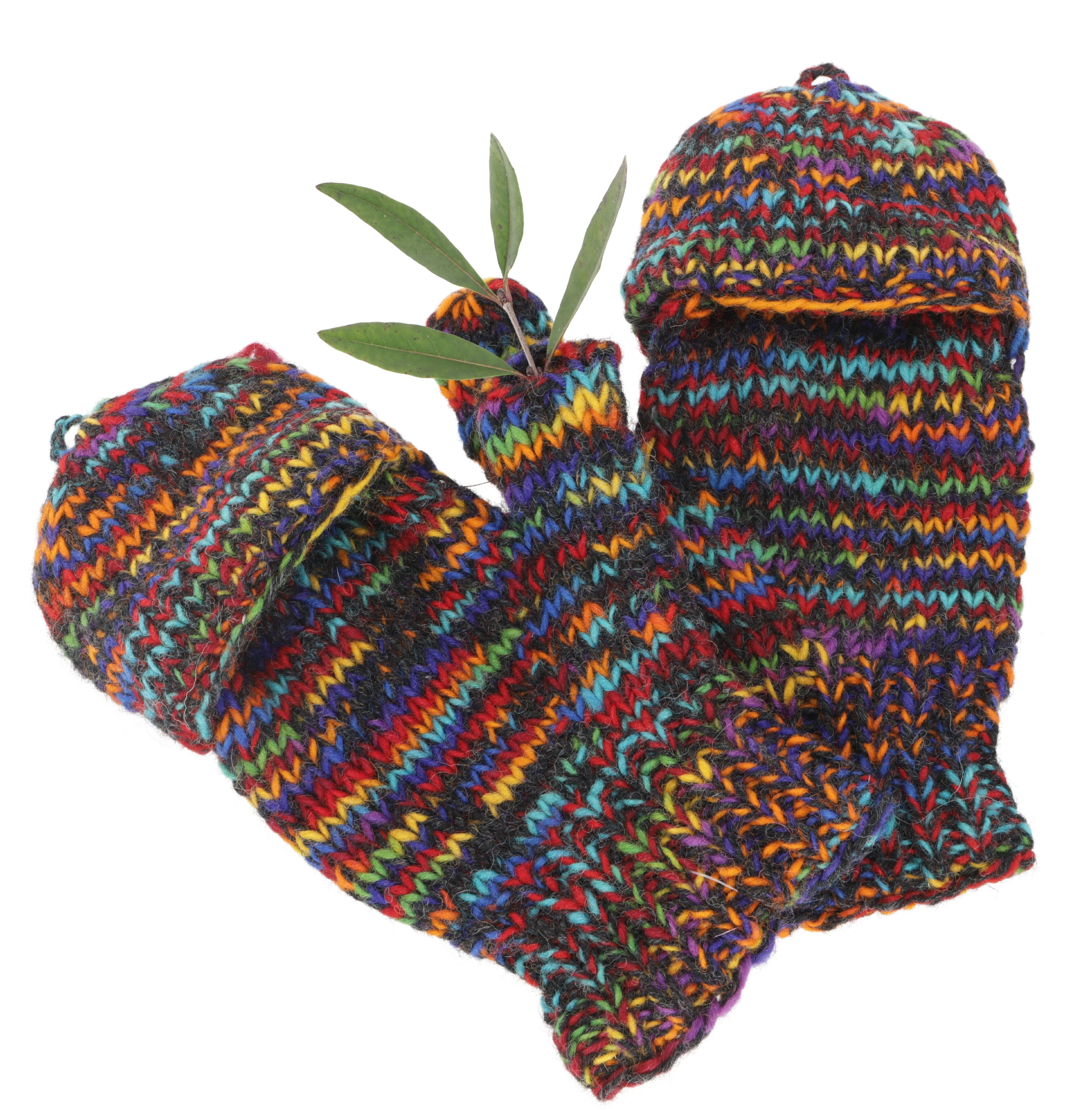 Guru-Shop Strickhandschuhe Handgestrickte Handschuhe, Klapphandschuhe..