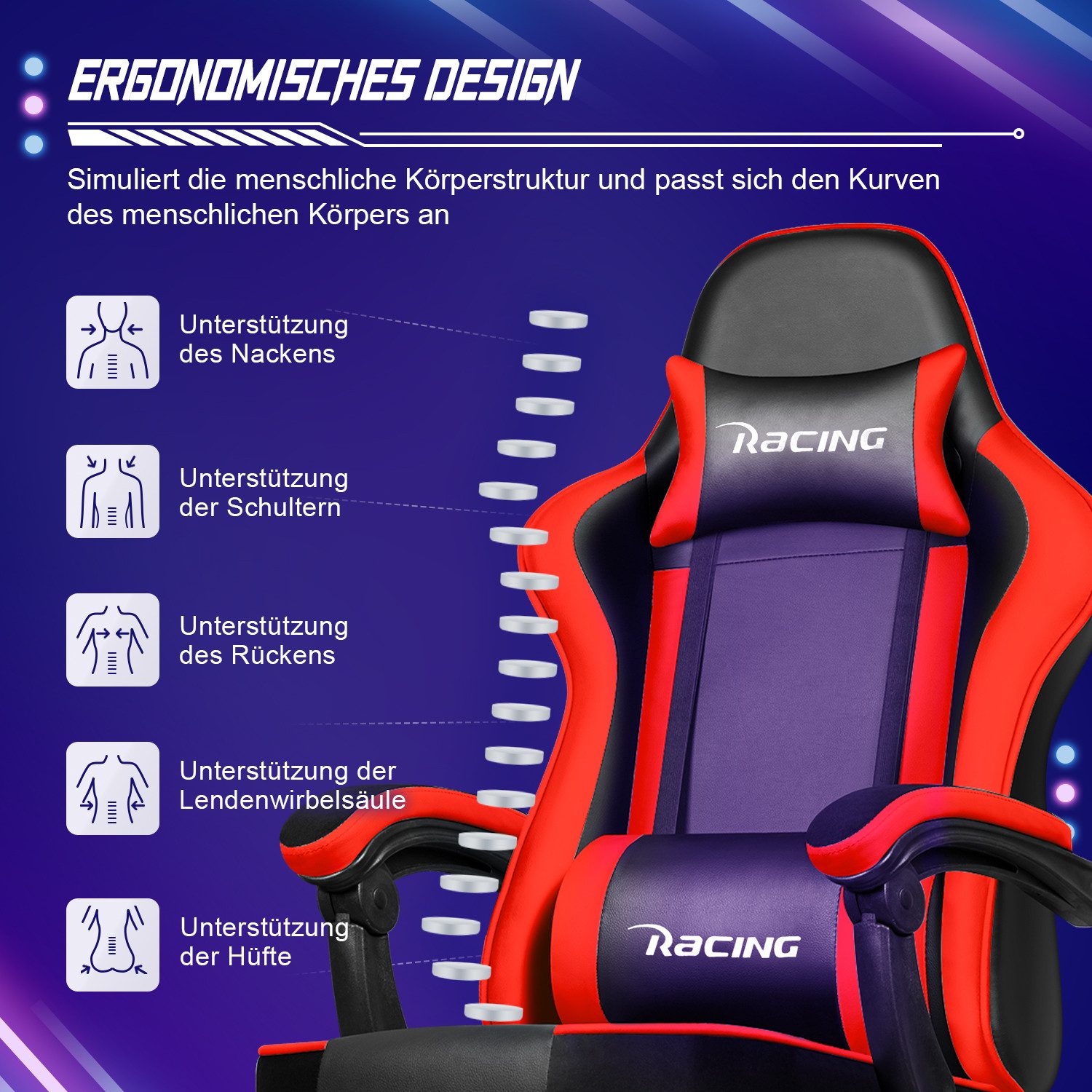 Hiazurm Gaming-Stuhl Gaming Stuhl, Bürostuhl Ergonomisch, günstig online kaufen