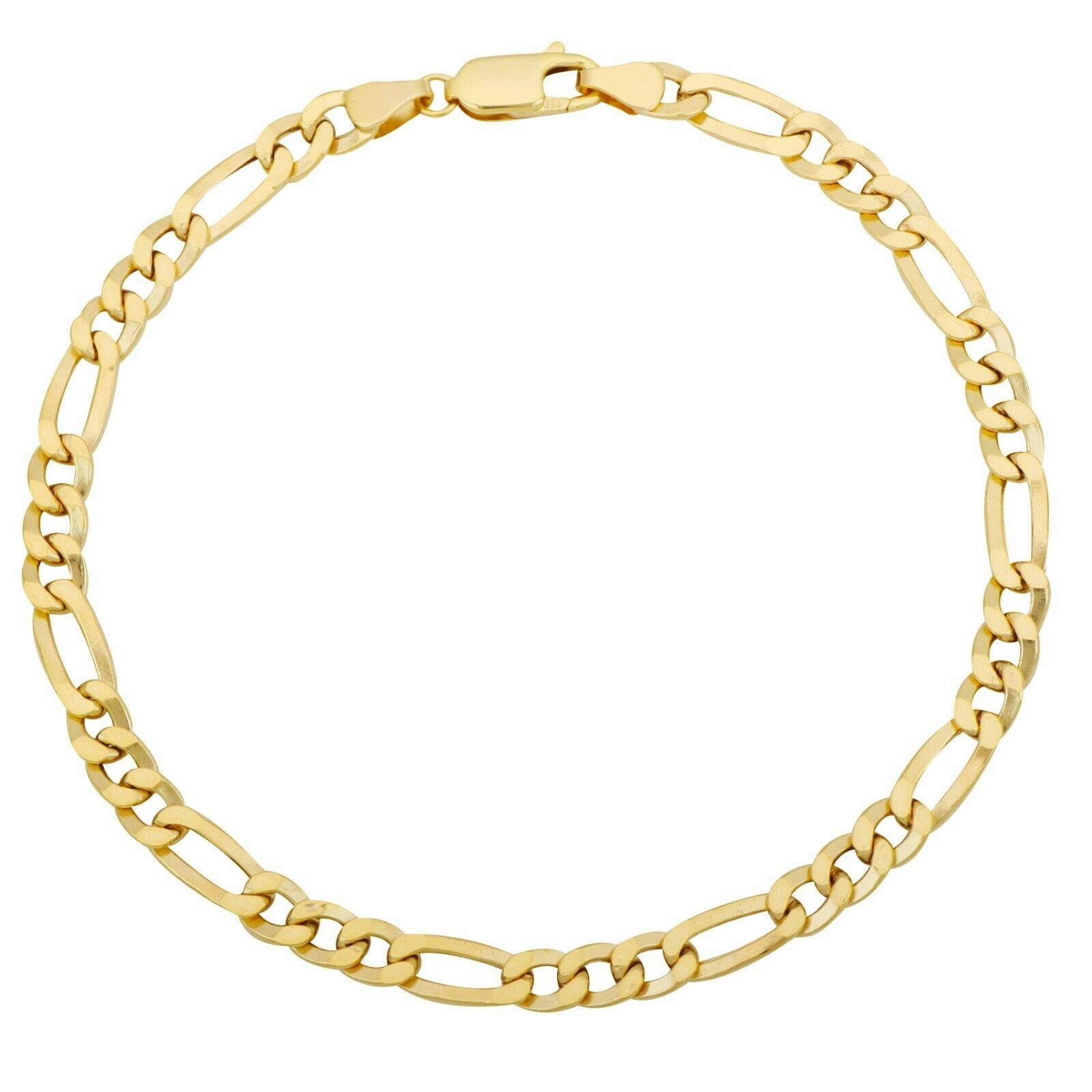 Tony Fein Goldkette Figarokette 5mm 585er Gelbgold 14 Karat Hochglanzpoliert, Made in Italy für Damen und Herren