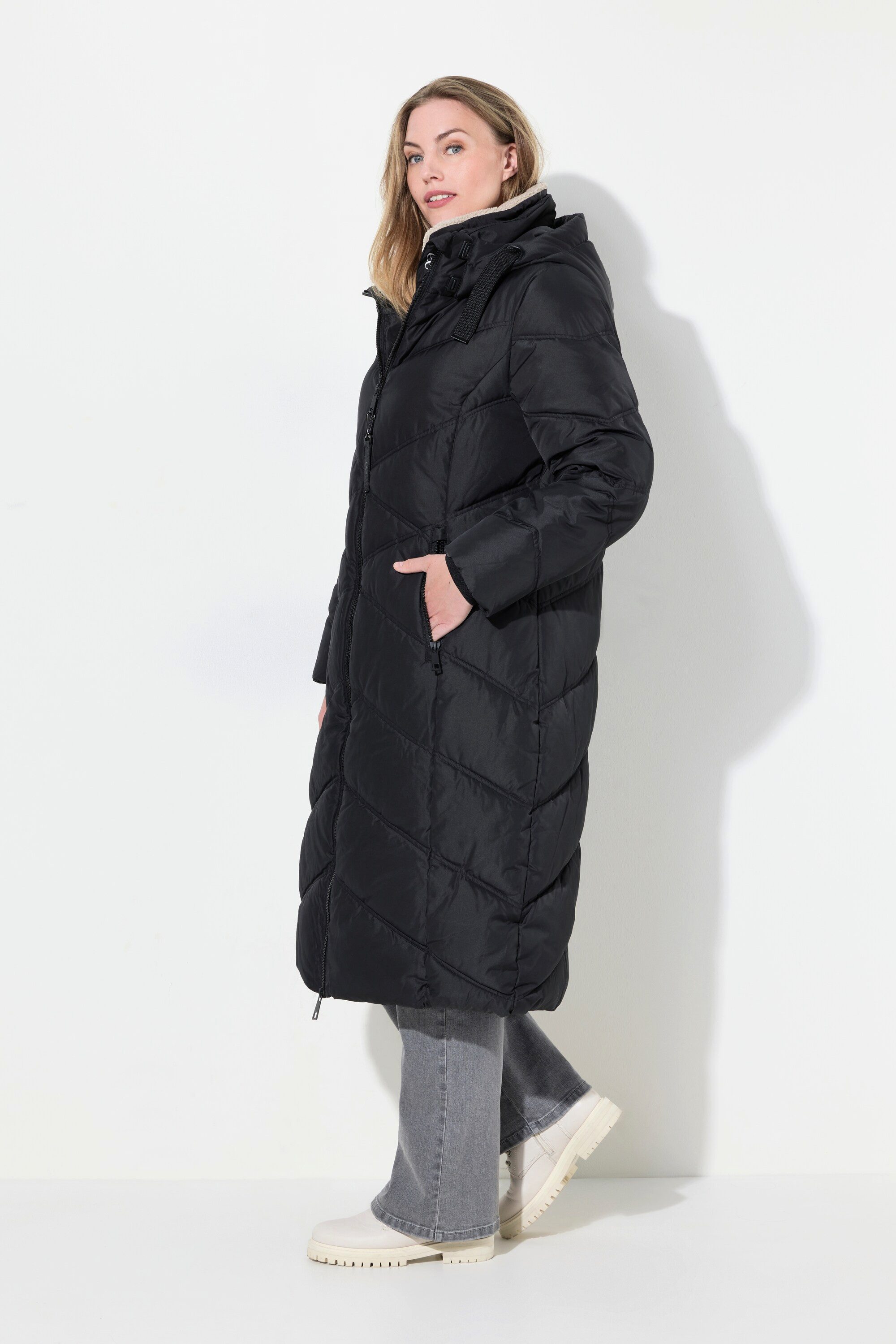 Laurasøn Steppjacke Steppmantel abknöpfbare Kapuze Stehkragen