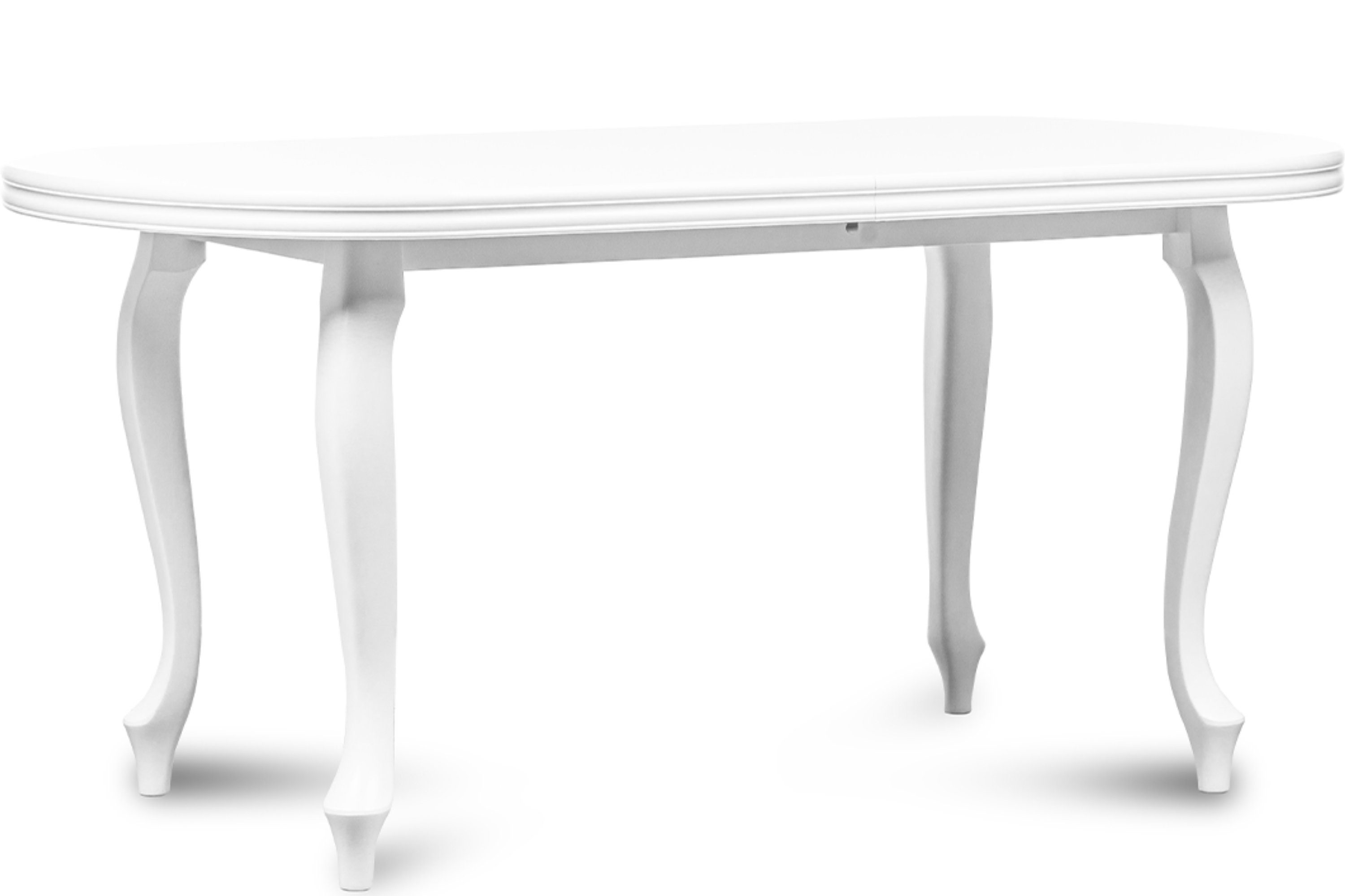 Konsimo Esstisch ALTIS Esszimmertisch Küchentisch 200x100cm, ausziehbar bis 300cm, oval weiß | weiß | weiß