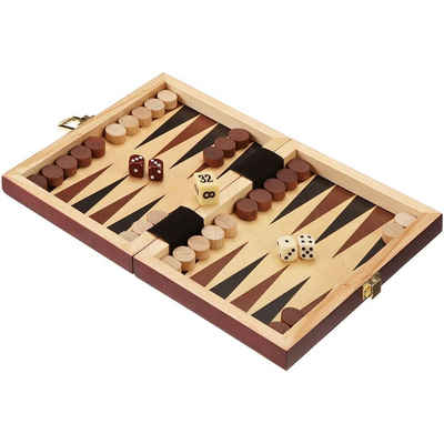 Philos Spiel, Backgammon Koffer 19 cm Holz Saloniki mini