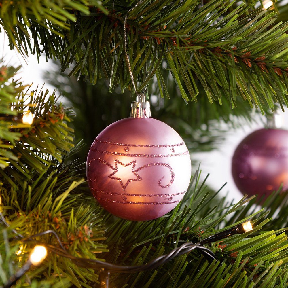 Weihnachtsbaumkugel ∅ tlg St), Casaria matt glänzend (24 Rosa glitzernd 24 6cm Christbaumkugeln