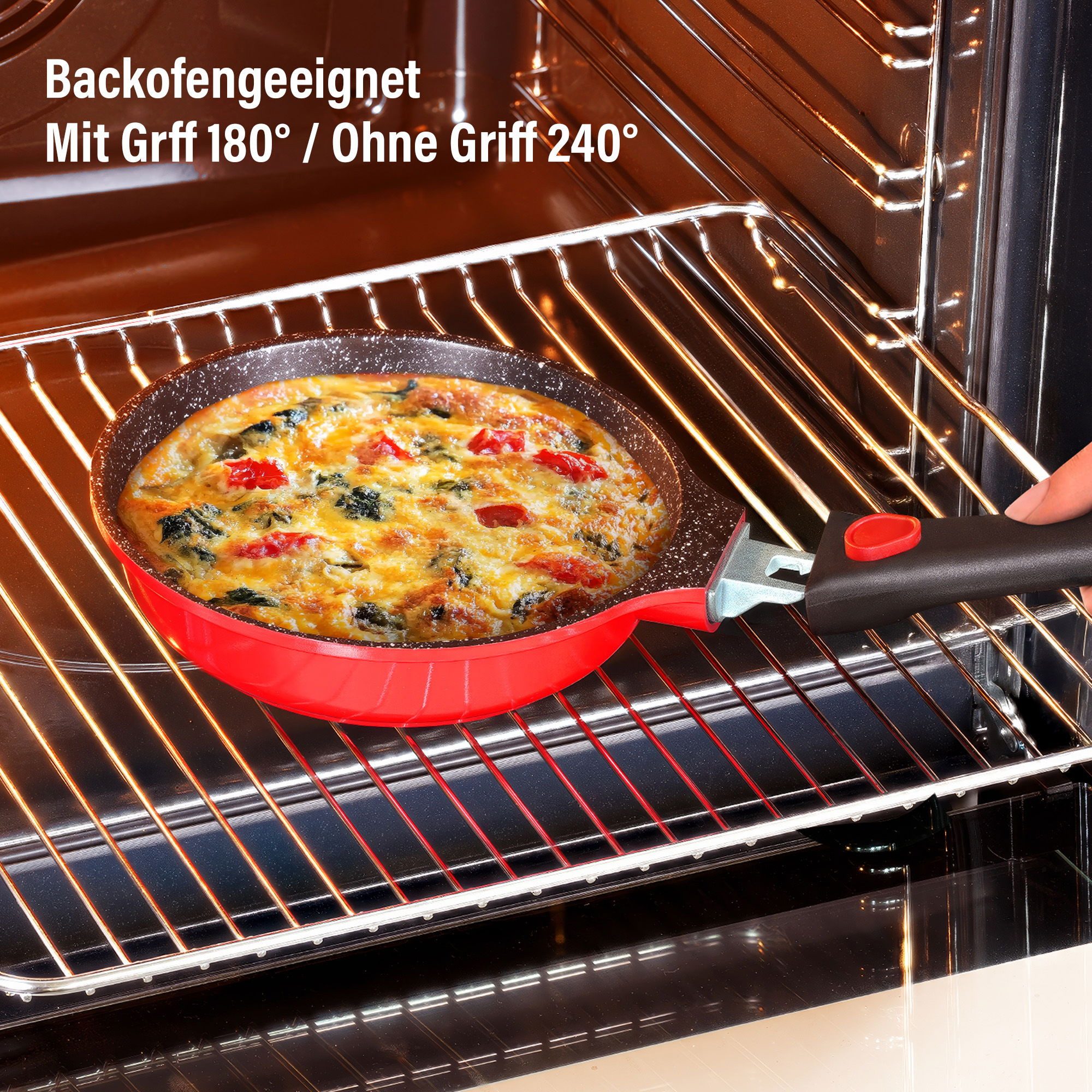 STONELINE Bratpfanne Imagination PLUS 28 cm, rot, abnehmbarer Griff, Induktion, Aluminium (1-tlg)