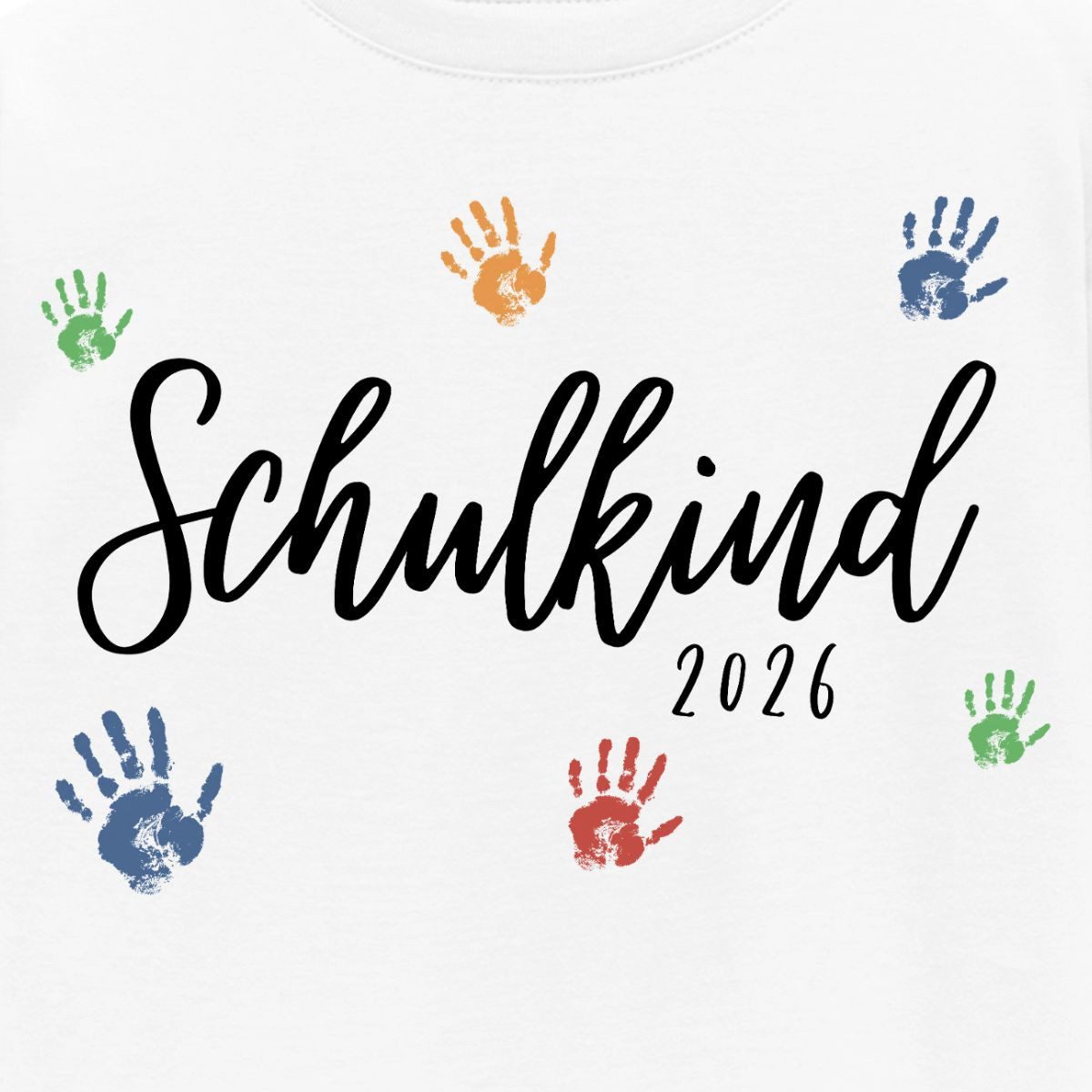 T-Shirt Schulkind 2026 Bunte Handabdrücke Einschulung Kinder T-Shirt
