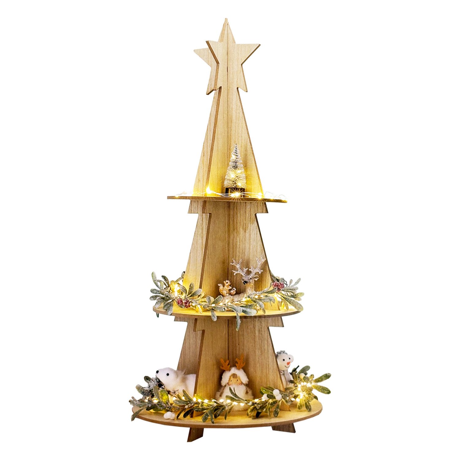 Dekoschale Weihnachts- Holz Etagere 3 Etagen Servierständer Weihnachtsdeko H60cm