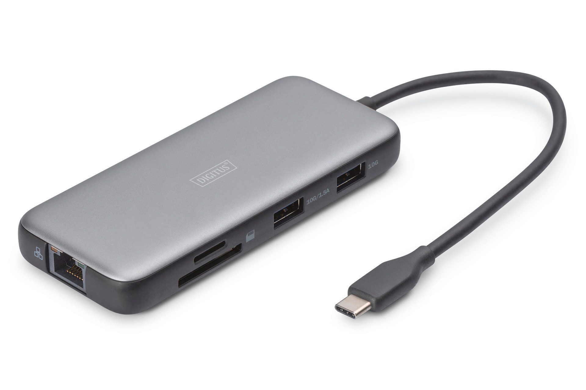 Digitus Laptop-Dockingstation USB-C Docking Station, 8-Port, HDMI, USB, RJ45, SD