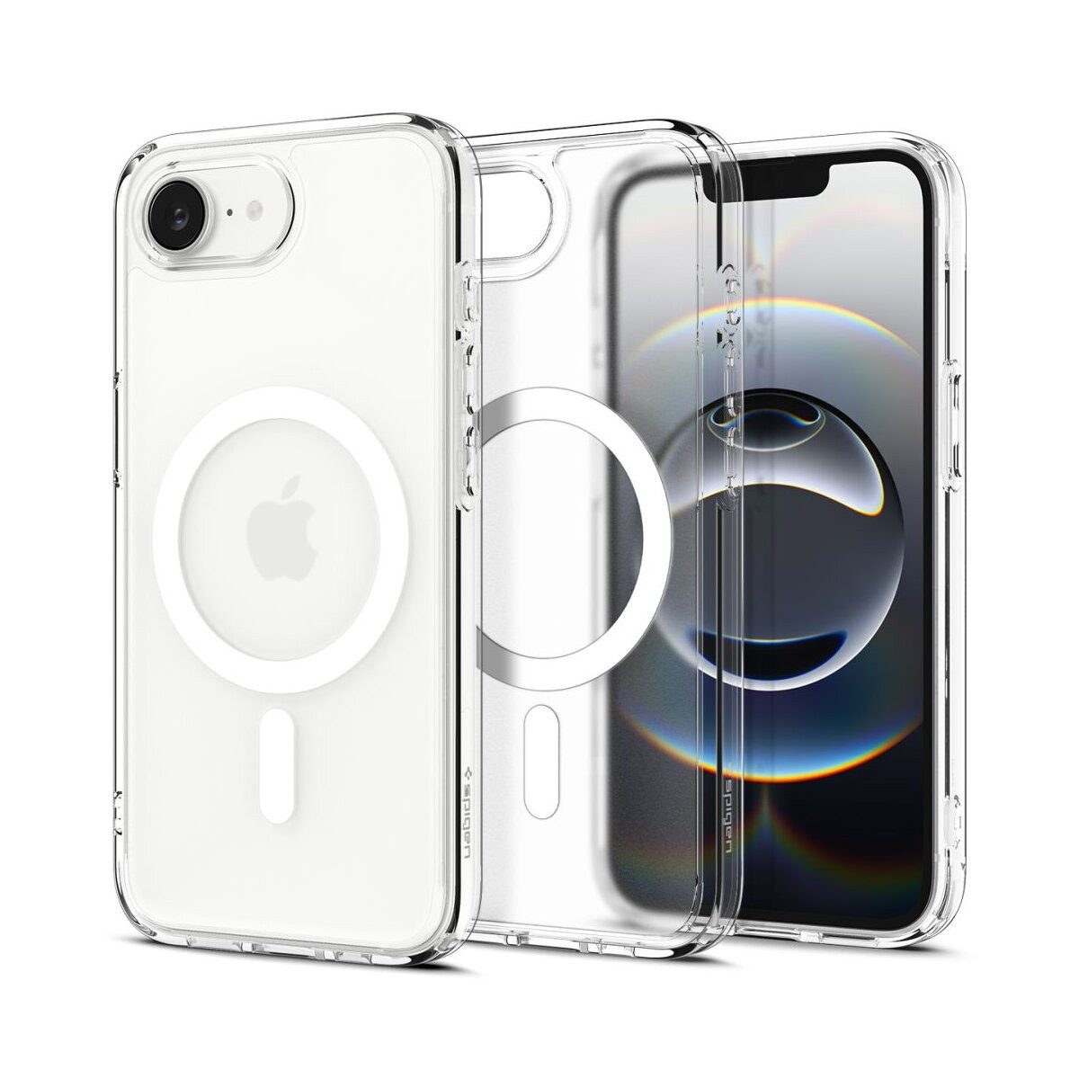 Hurtel Handyhülle Ultra Hybrid Mag kompatibel mit Apple iPhone 17e Weiß-Transparent, Hybrid Hülle mit Magnetring und Luftpolstern