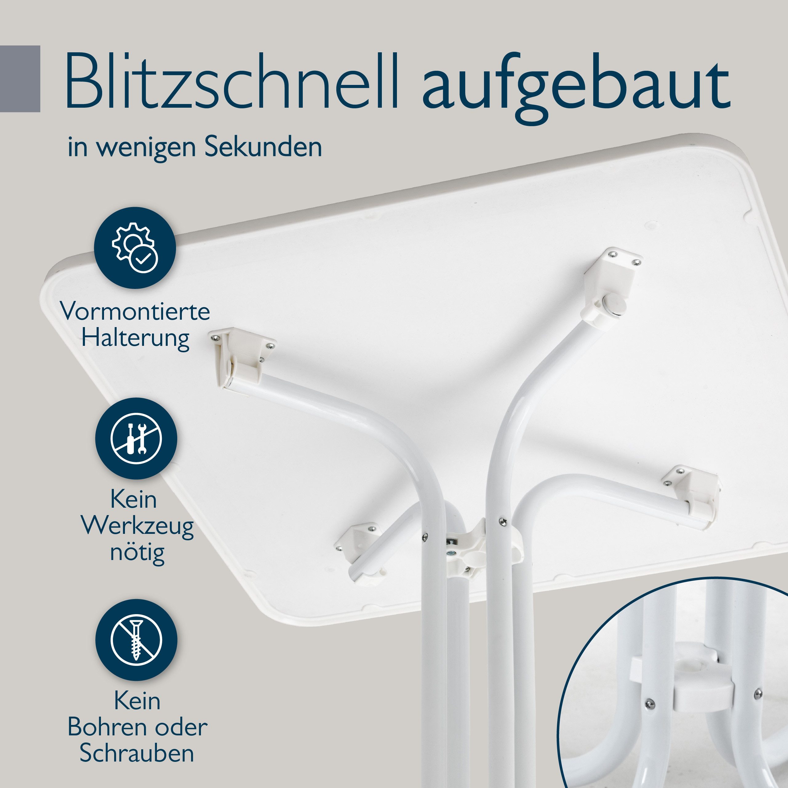 Beautissu Bistrotisch Campingtisch Partytisch Esstisch Gastro Bistroni, Bistrotisch Bistroni WP 70x70xH70cm Weiß