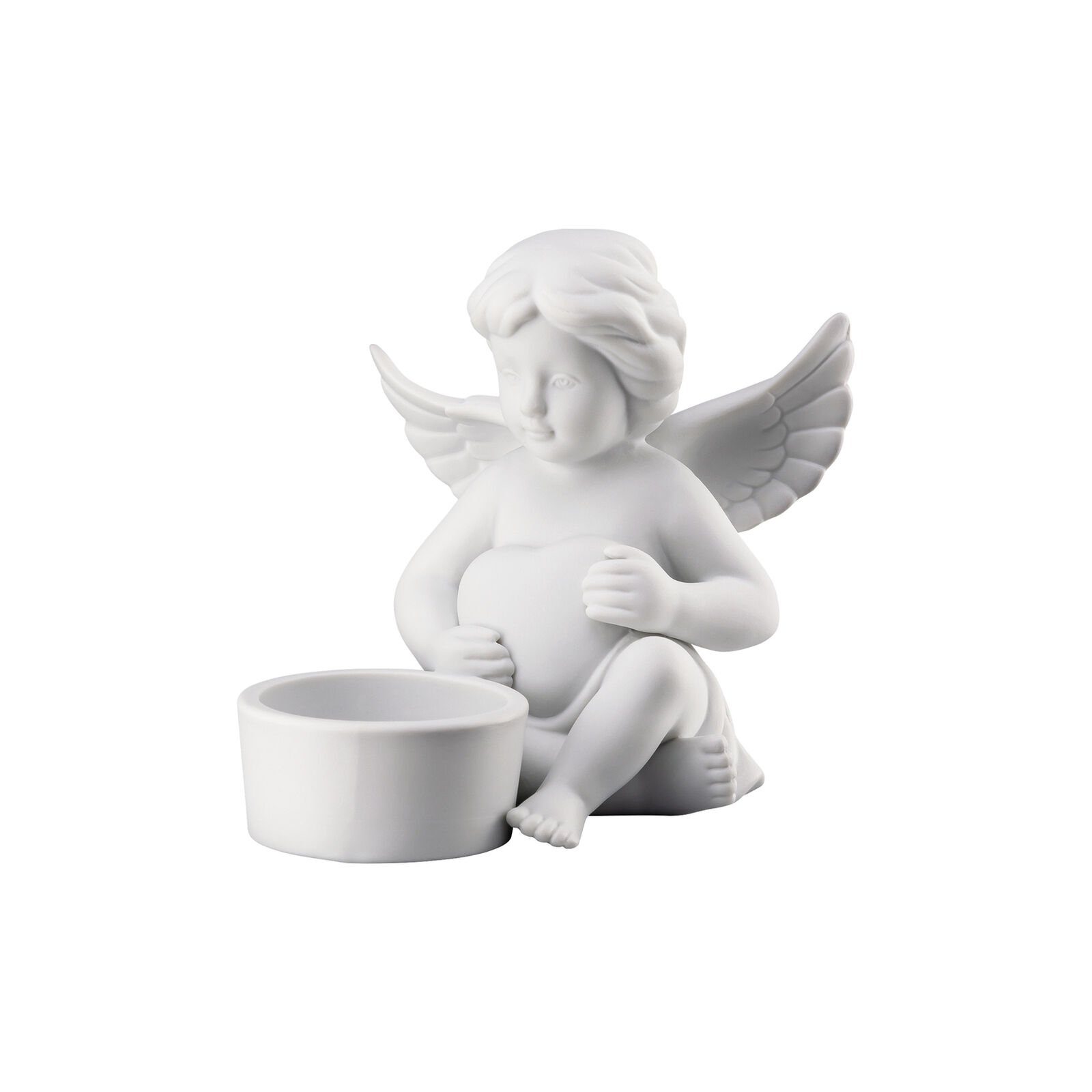 Rosenthal Teelichthalter Engel Tischlicht Weiß matt Engel mit Herz, aus Porzellan