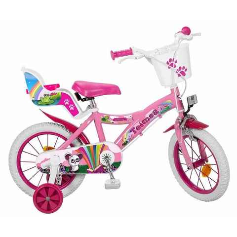 Toimsa Bikes Kinderfahrrad 14 Zoll Kinder Mädchen Fahrrad Kinderfahrrad Pink Rad Bike Fantasy, 1 Gang, Puppensitz, Korb, Stützräder