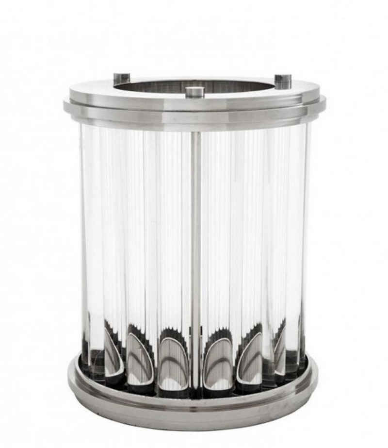 Casa Padrino Windlicht Luxus Windlicht / Kerzenleuchter Nickel Finish 26,5 x H. 33,5 cm - Designer Windlicht