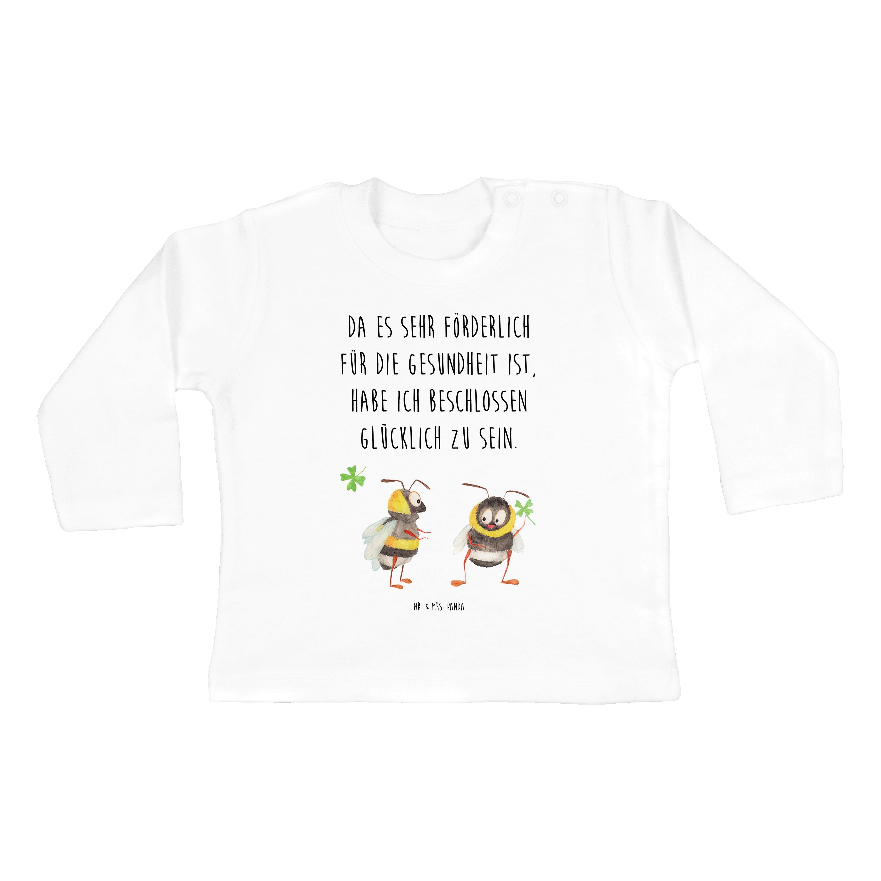Mr. & Mrs. Panda Strampler Hummeln mit Kleeblatt Weiß Geschenk, Bio