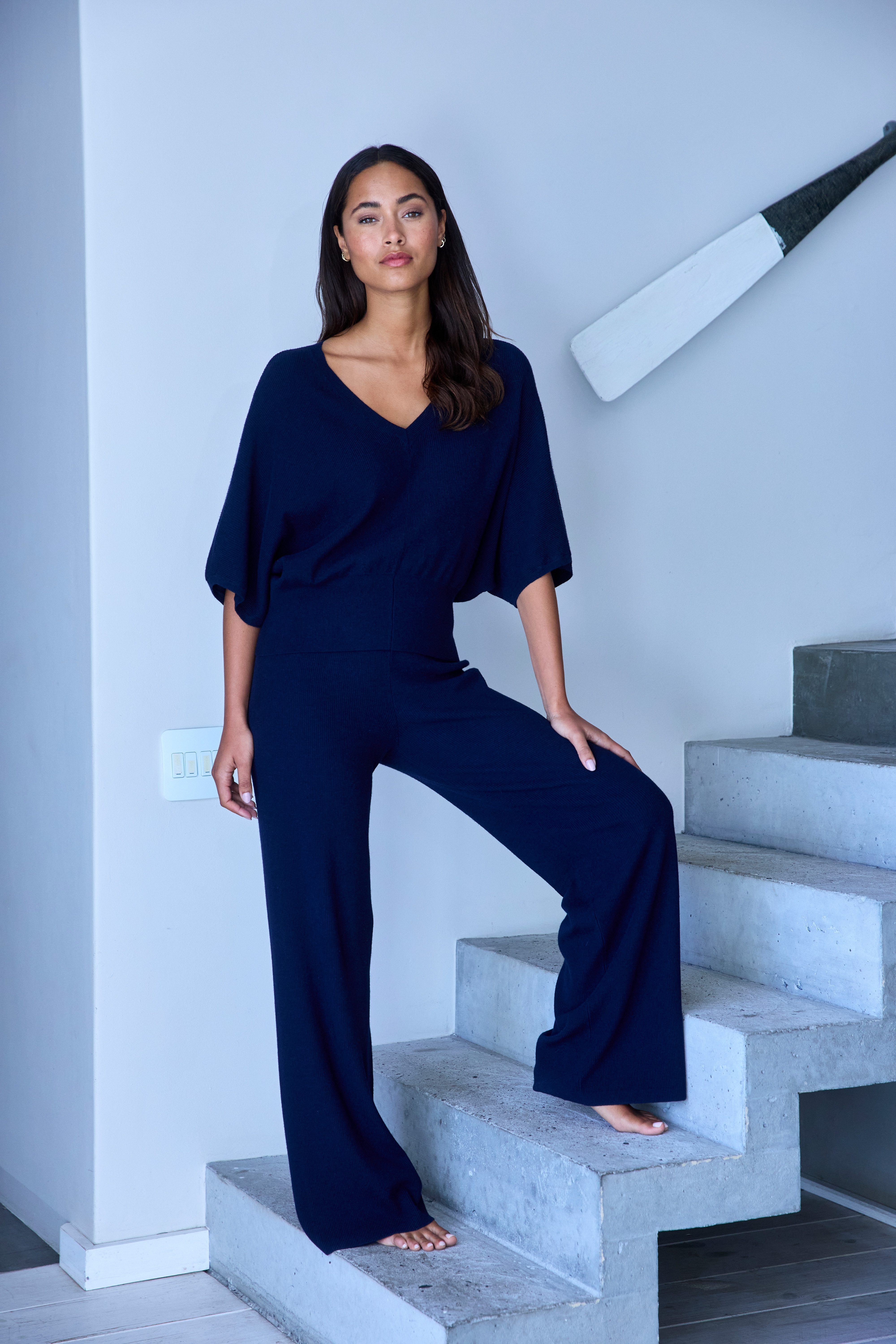 Copenhagen Studios Fledermausshirt aus hochwertiger, feiner Rippe, Loungewear – Bild 5 von 5
