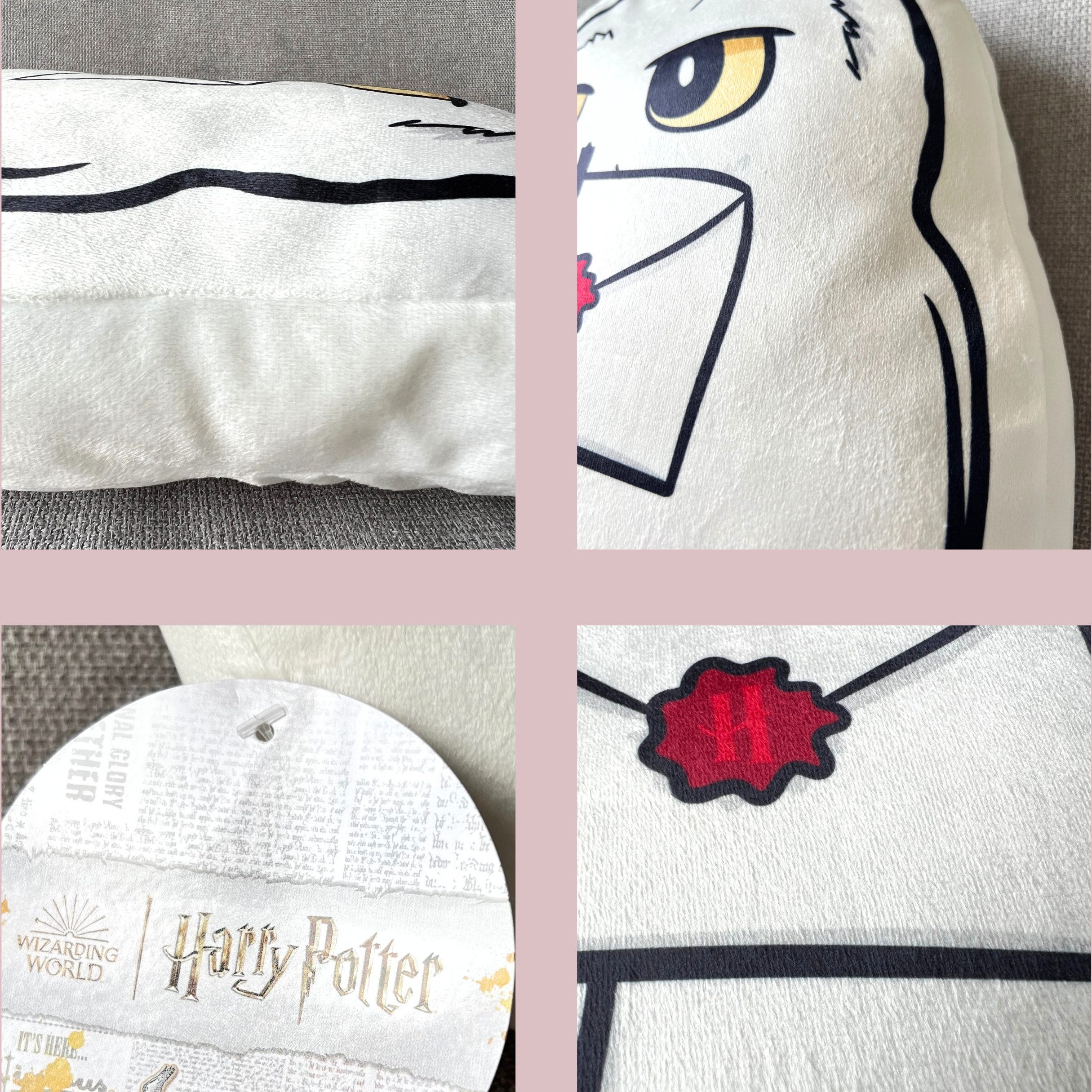MTOnlinehandel Dekokissen Harry Potter Eule Hedwig 40x36 cm, Kuscheltier in 3D- Form, Geschenkidee passend zur Bettwäsche – Bild 5 von 5