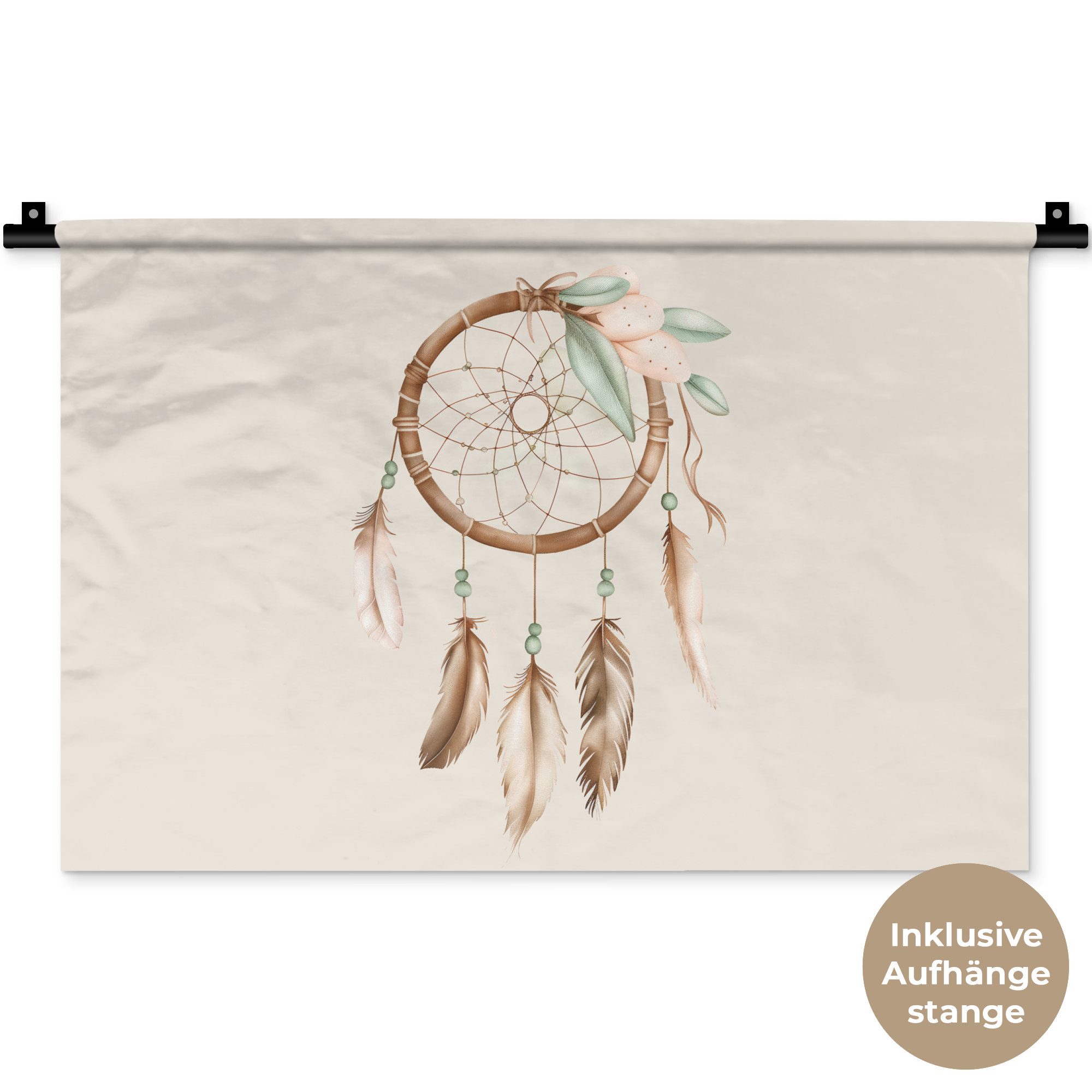 MuchoWow Wandteppich Traumfänger - Bohème - Boho - Pastellfarben, Rechteckig, Höhe: 3 mm, Wandteppich für Wohnzimmer, Schlafzimmer, 60x40 cm