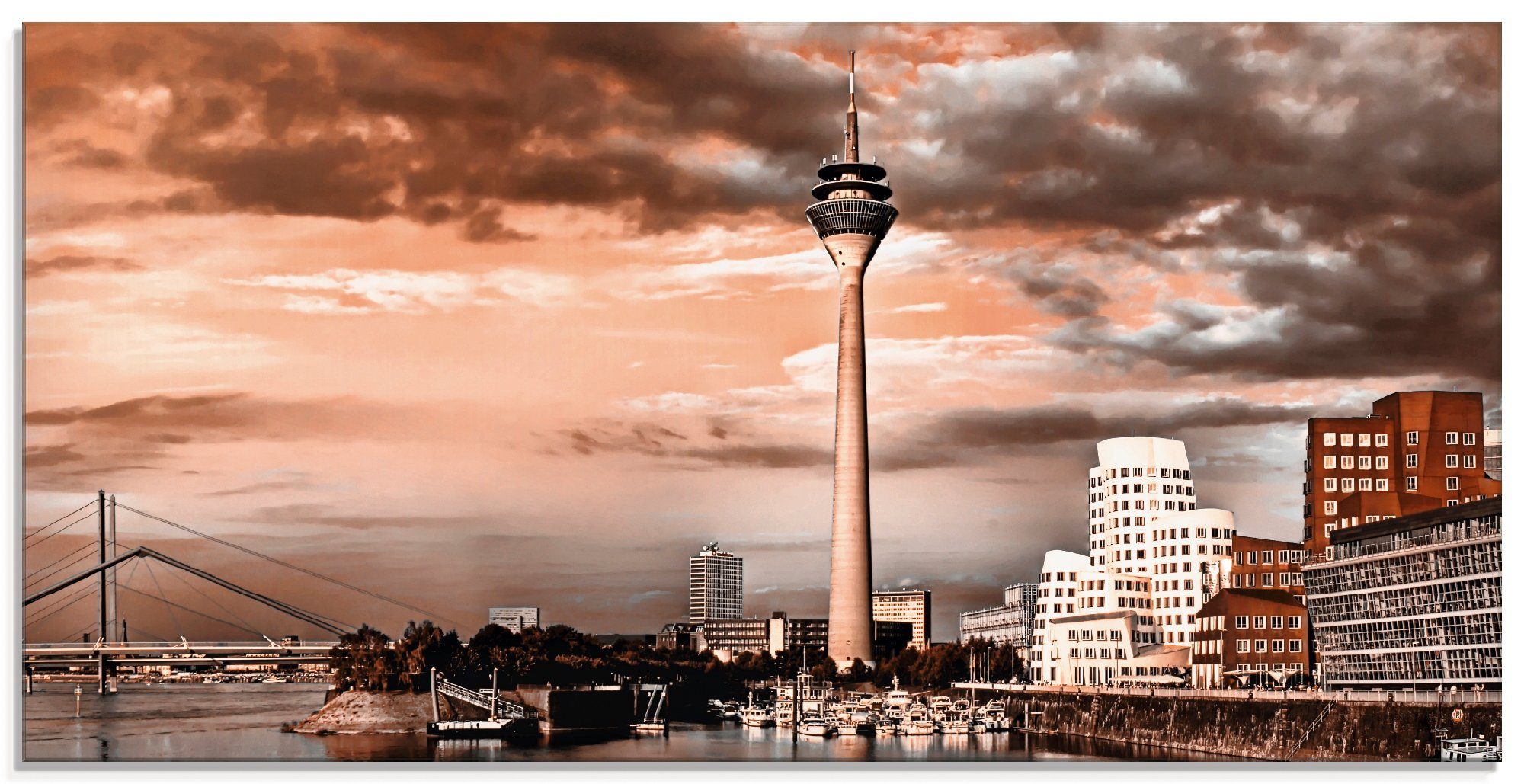 Artland Glasbild »Düsseldorf Skyline III«, Architektonische Elemente (1 Stück)-Otto