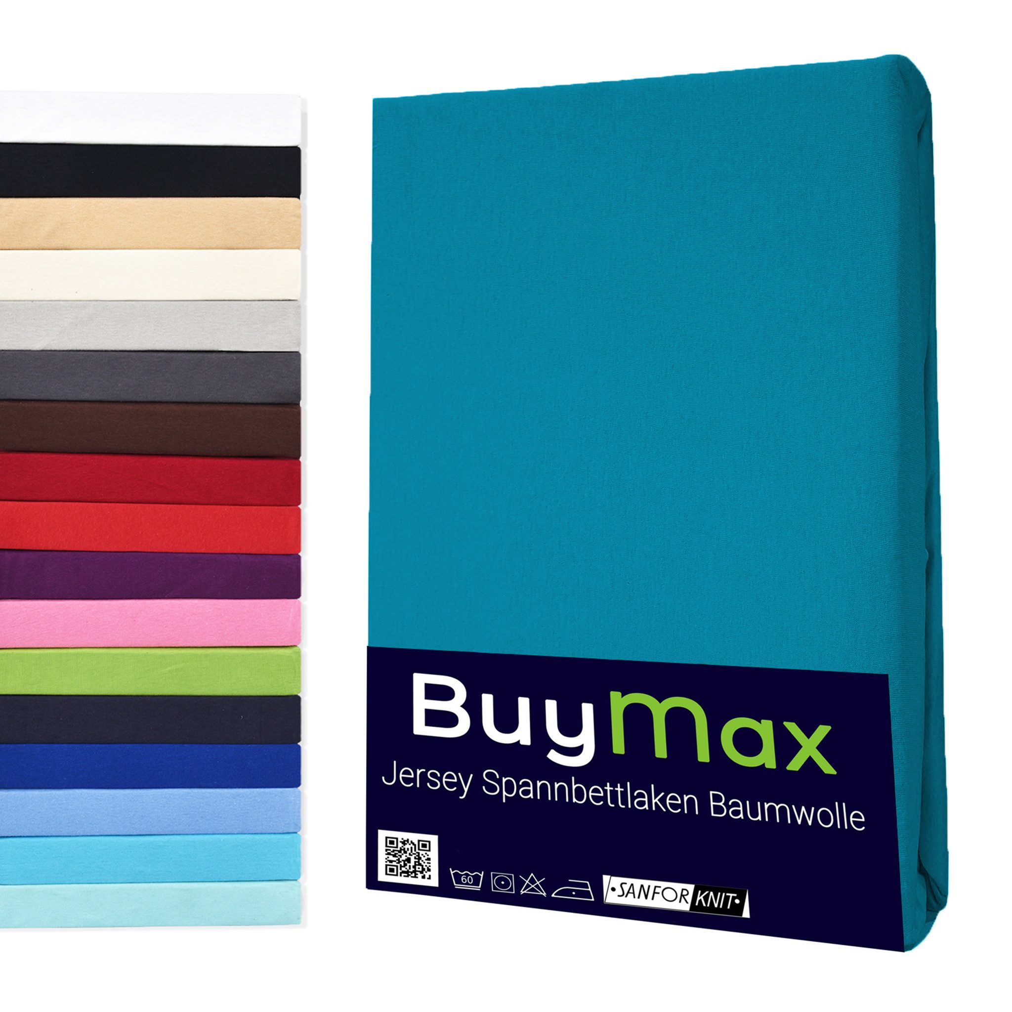 Buymax Spannbettlaken Buymax Jersey aus 100% Baumwolle, Jersey, Gummizug: Rundumgummi, (1 Stück), Pflegeleicht und Atmungsaktiv in Verschiedenen Farben und Größen