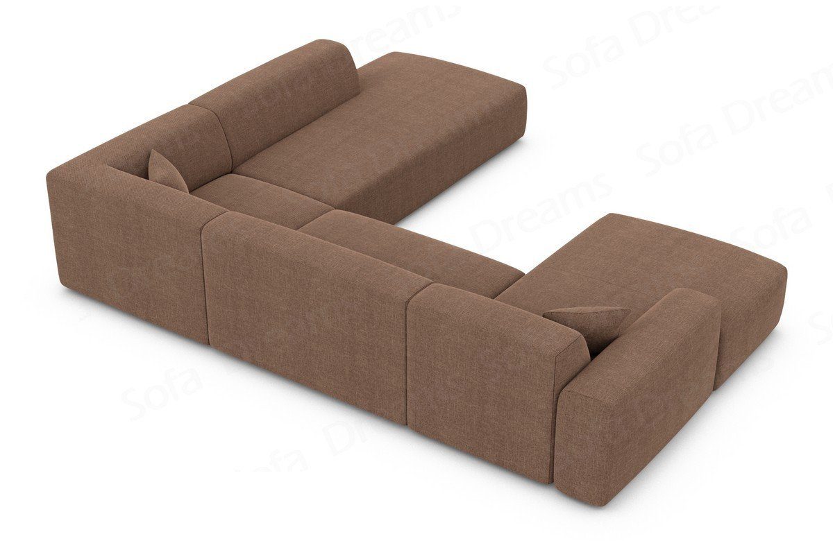 Lounge Sofa Dreams Wohnlandschaft Designer U-Form Mallorca Sofa Loungesofa U Stoffsofa Modern, Strukturstoff dunkelbraun18