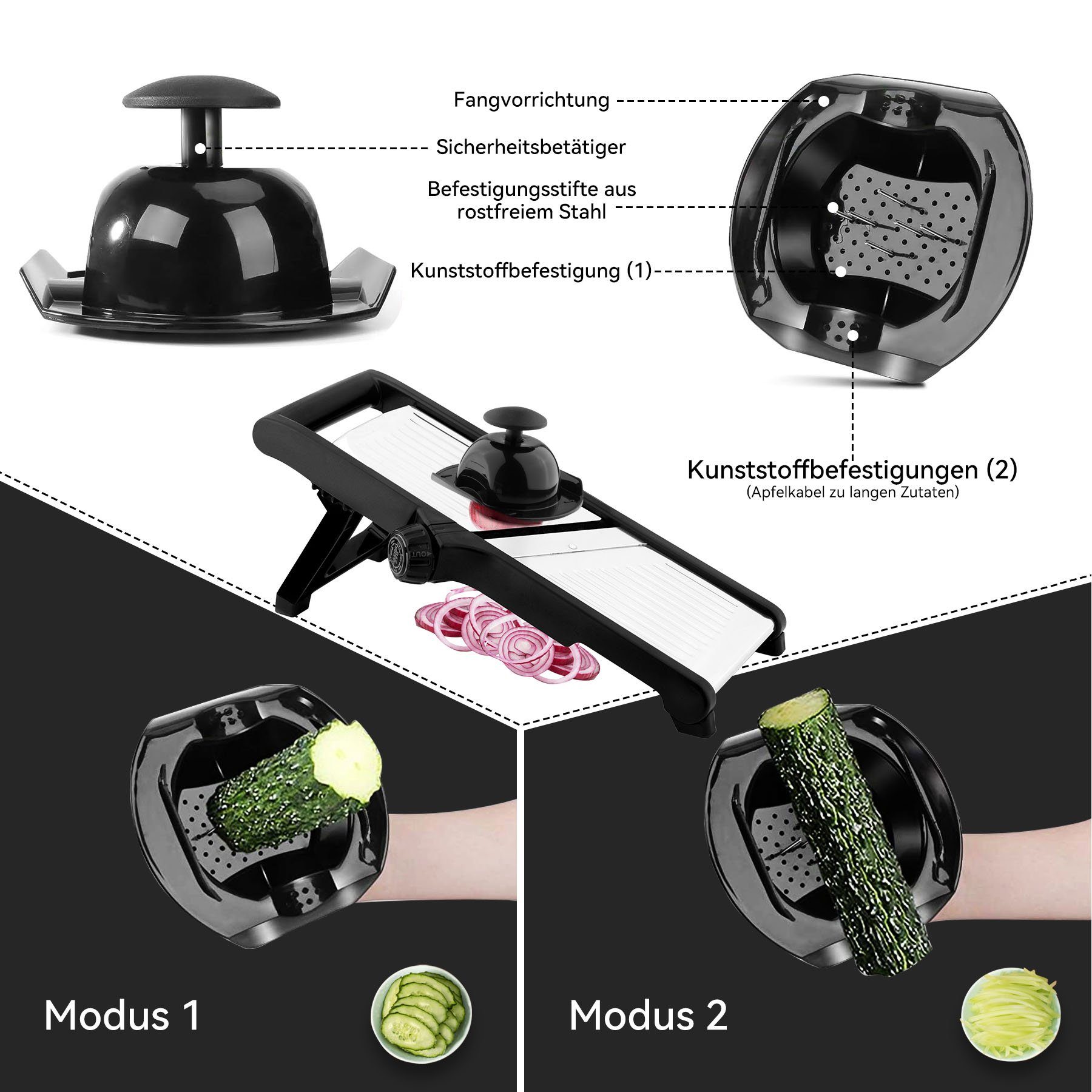 Senmudi Gemüseschneider Mandoline Gemüsehobel,Küchenhobel Schneider mit Edelstahlklingen, Multifunktionaler Gemüseschneider für Gurke.