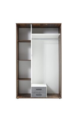 möbelando Kleiderschrank Cilli Eleganter Kleiderschrank mit viel Stauraum - Vielseitiger Drehtürenschrank in Old Style & Betonoxid Optik - 120 x 197 x 54 cm (B/H/T)